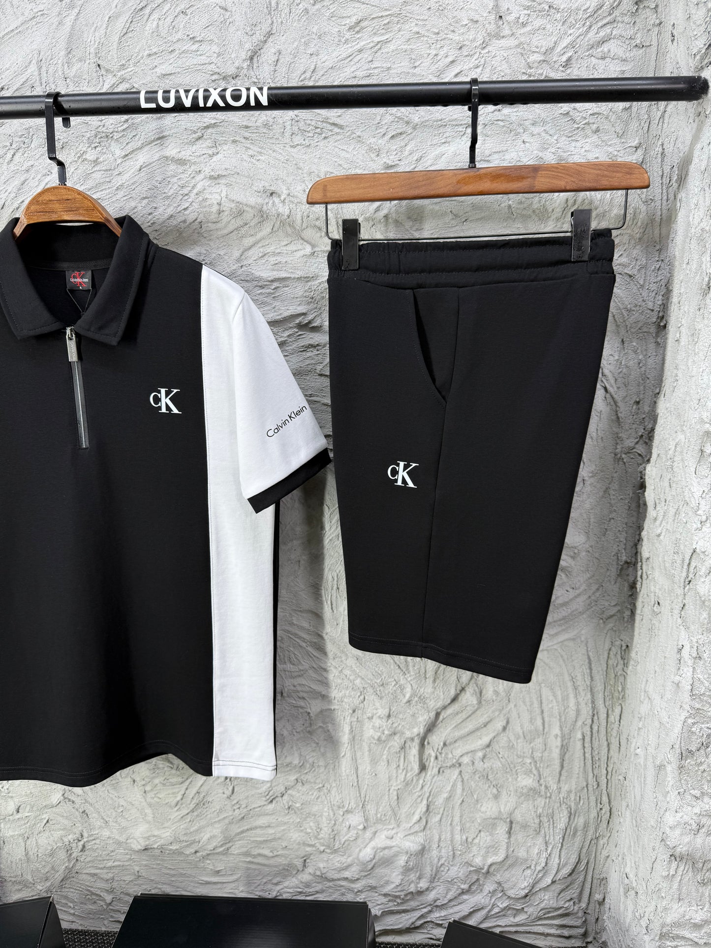 Calvin Klein Polo Yaka Siyah Şortlu Takım