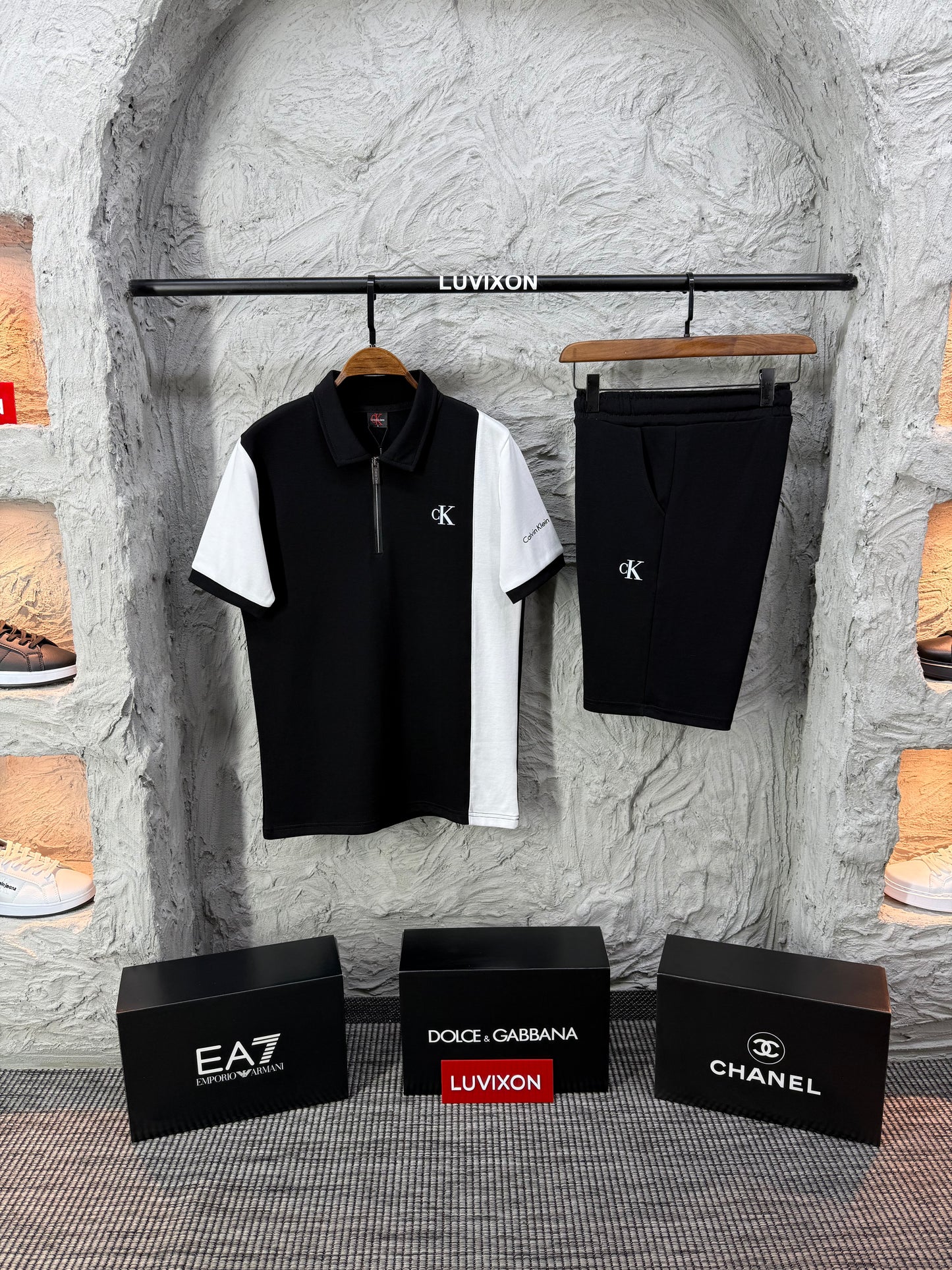 Calvin Klein Polo Yaka Siyah Şortlu Takım