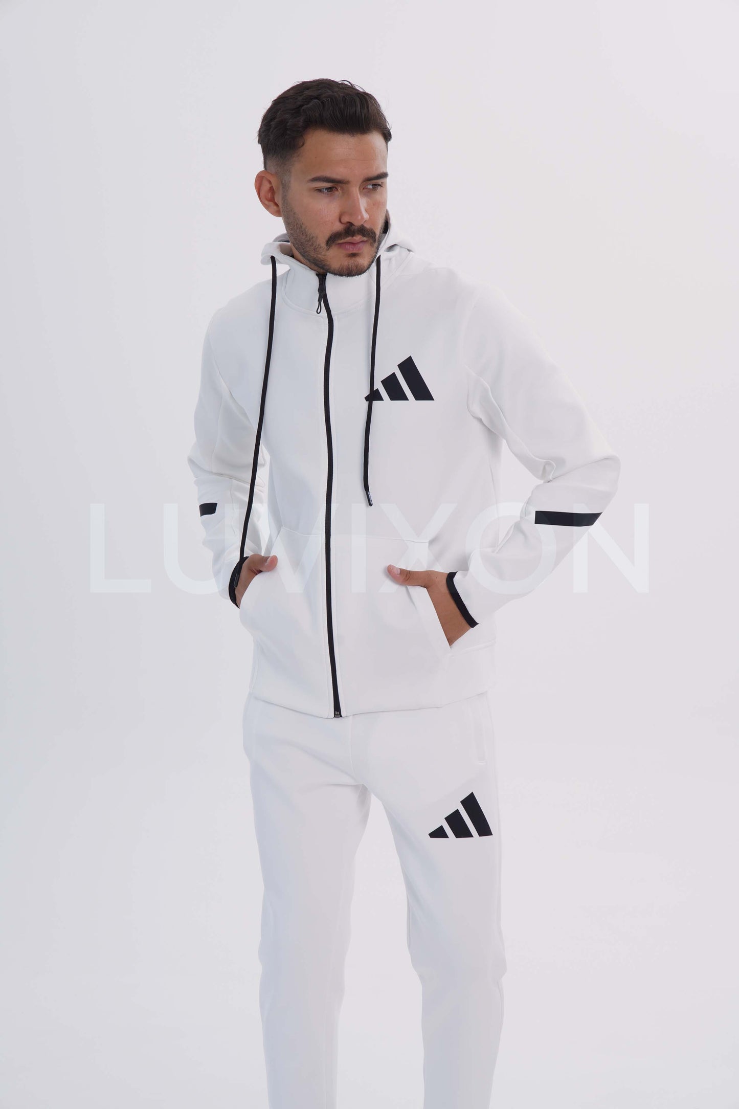 Adidas Z.N.E. Beyaz Full-Zip Eşofman Takımı
