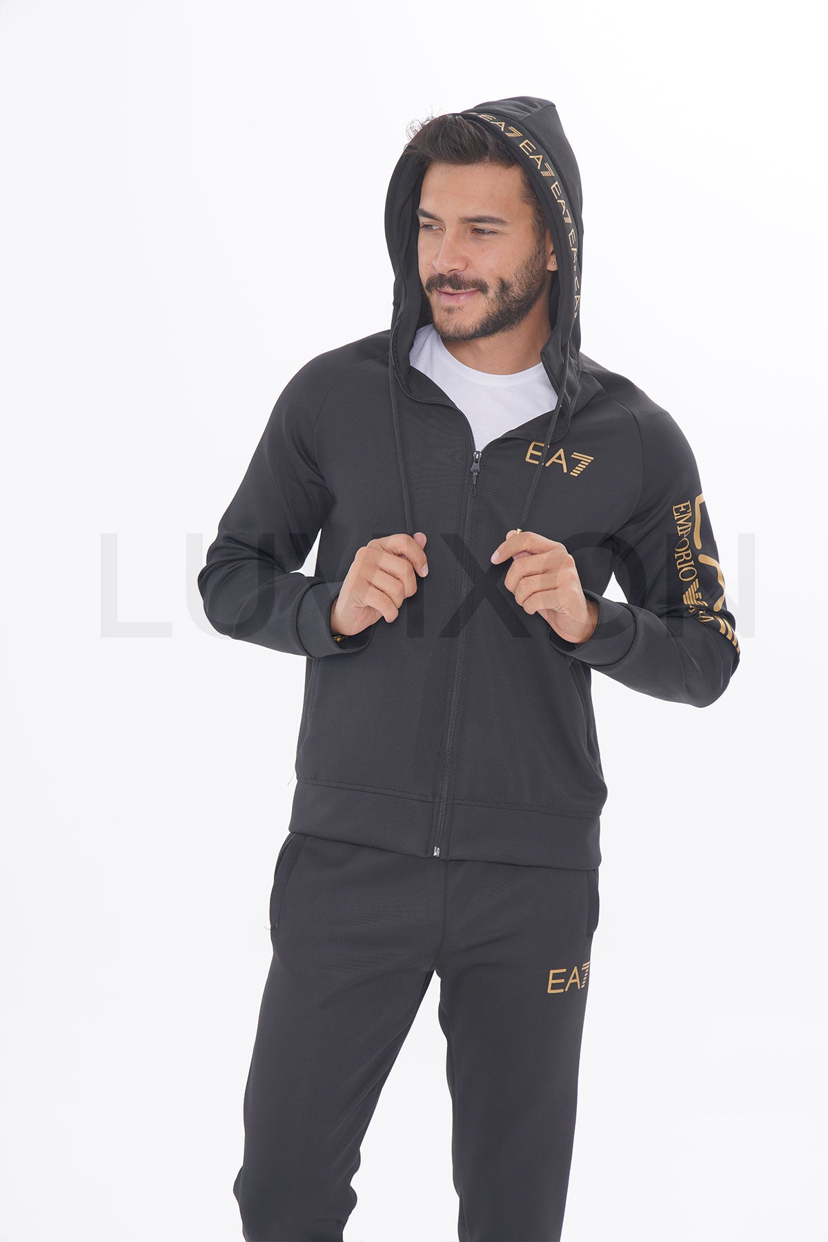 EA7 Gold Detaylı Siyah Eşofman Takımı