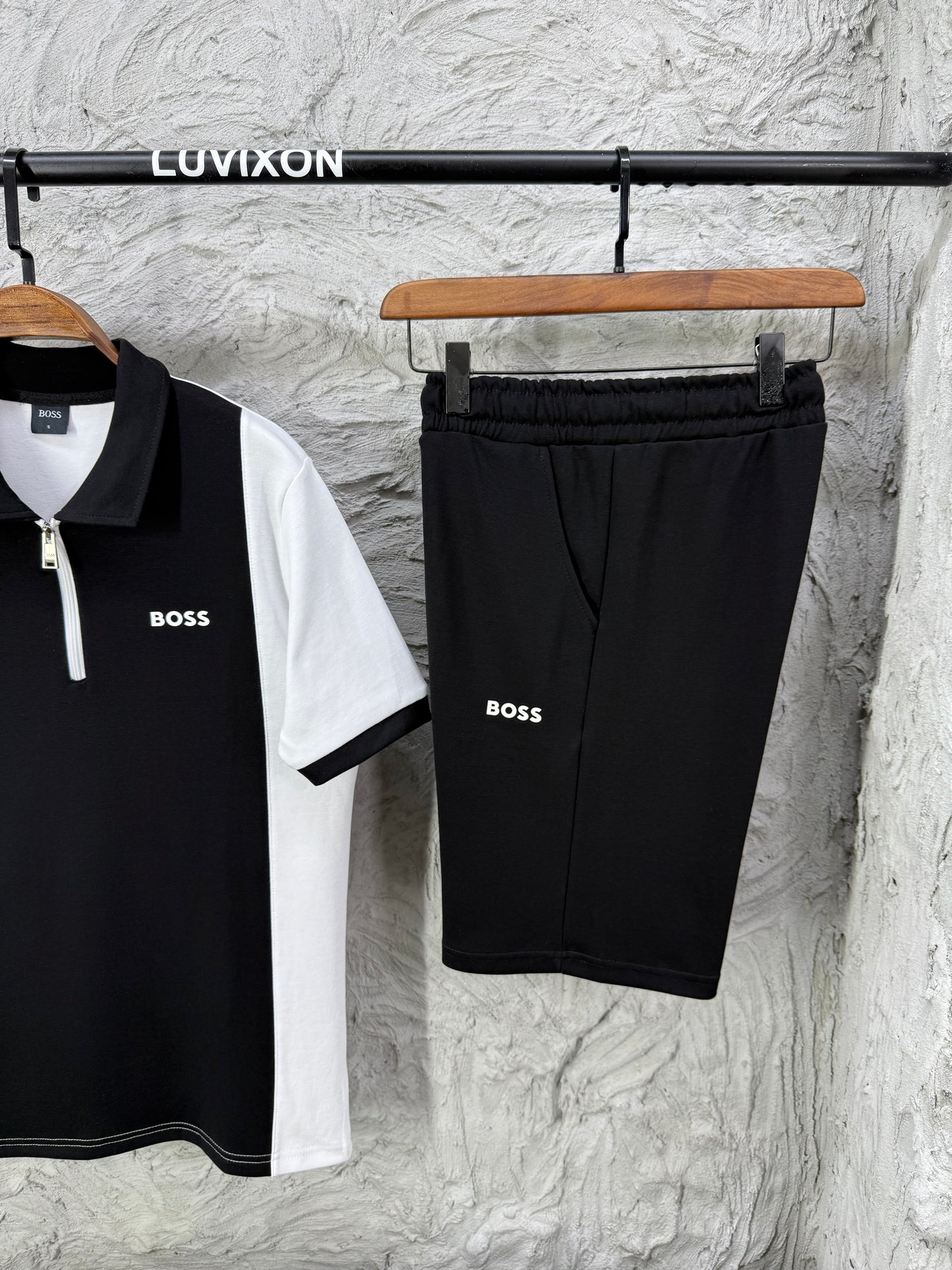 Boss Polo Yaka Siyah Şortlu Takım