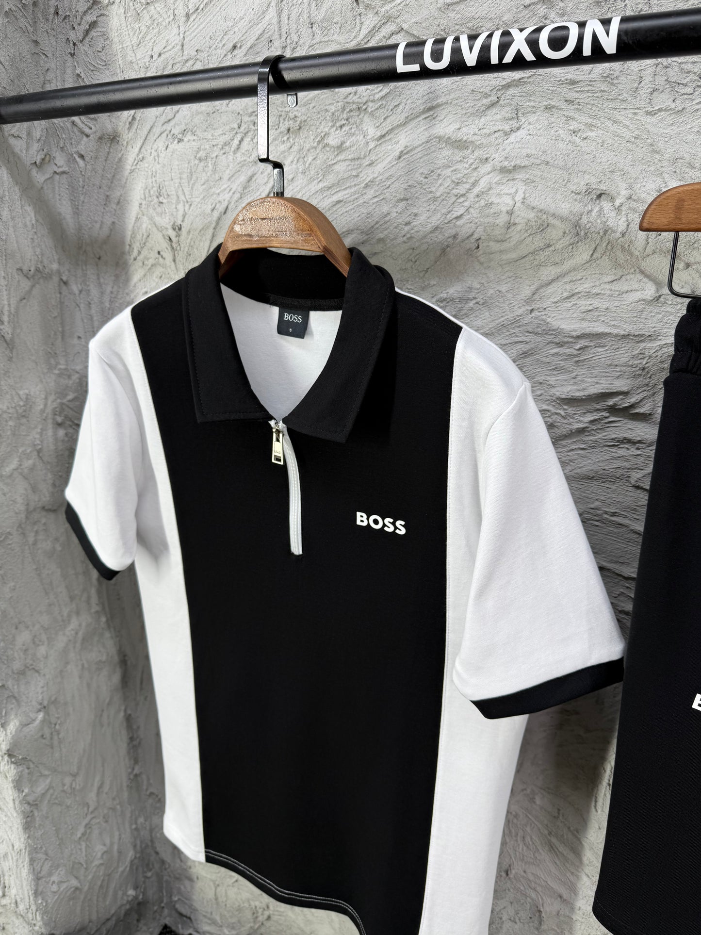Boss Polo Yaka Siyah Şortlu Takım