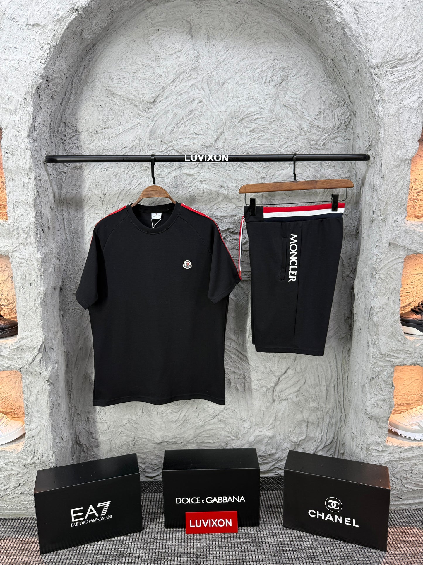 Moncler Siyah Şort Takımı