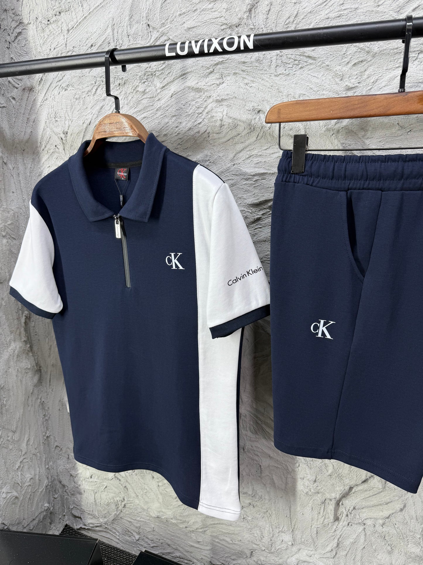 Calvin Klein Polo Yaka Lacivert Şortlu Takım