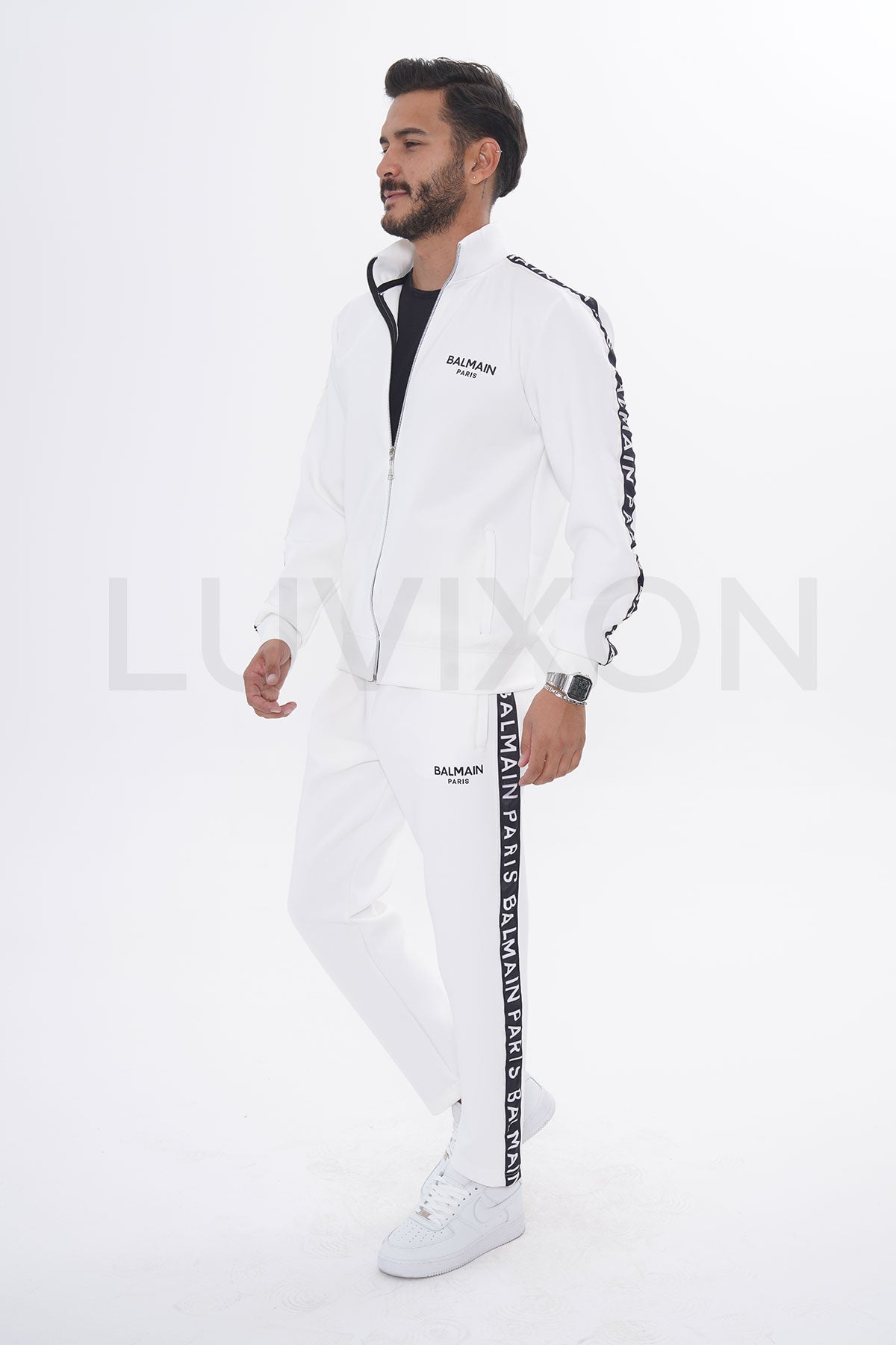 Balmain Paris Beyaz Şeritli Eşofman Takımı