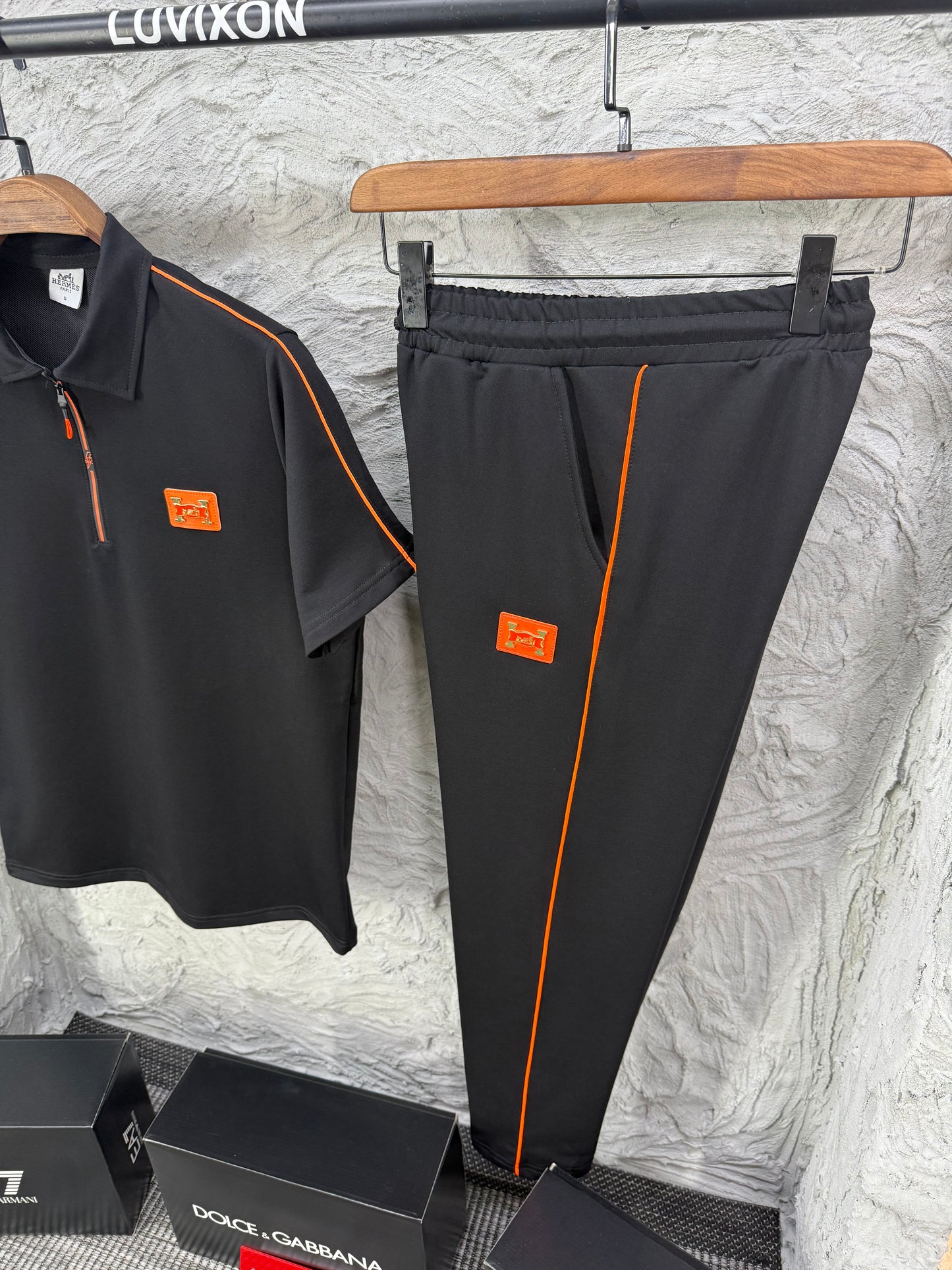 Hermes Siyah Polo Yaka T-shirt Takımı