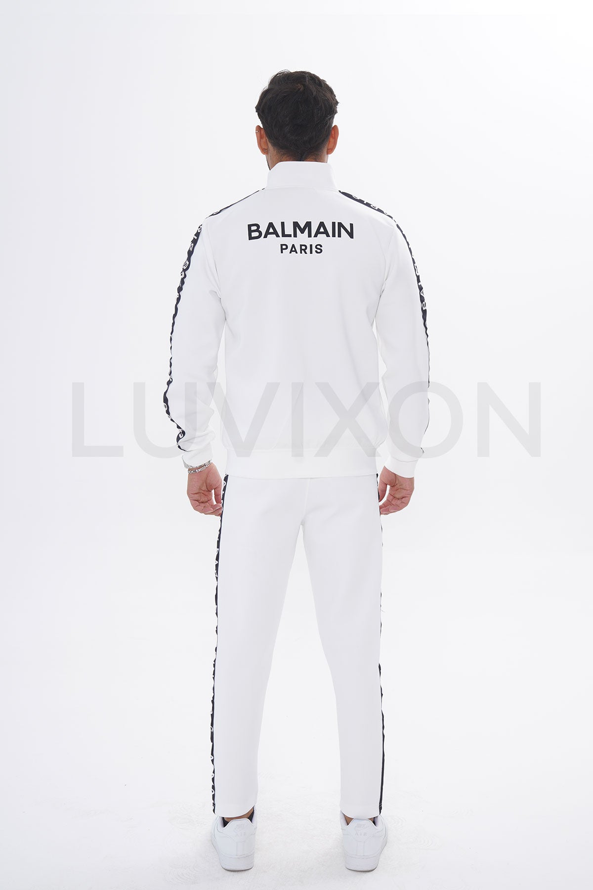 Balmain Paris Beyaz Şeritli Eşofman Takımı