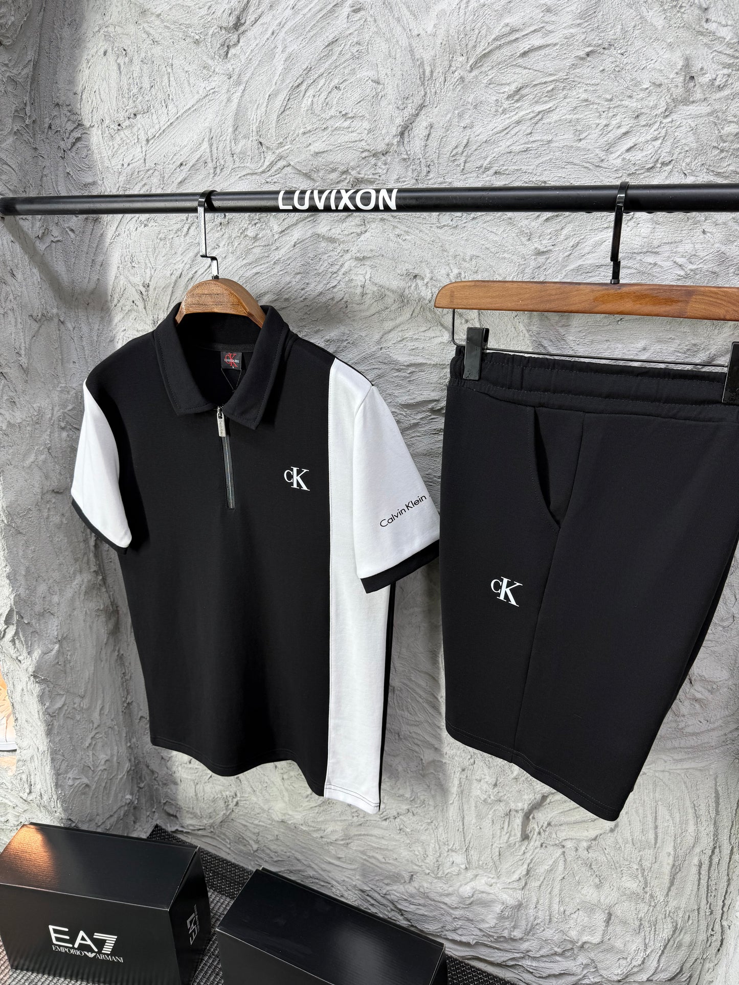Calvin Klein Polo Yaka Siyah Şortlu Takım