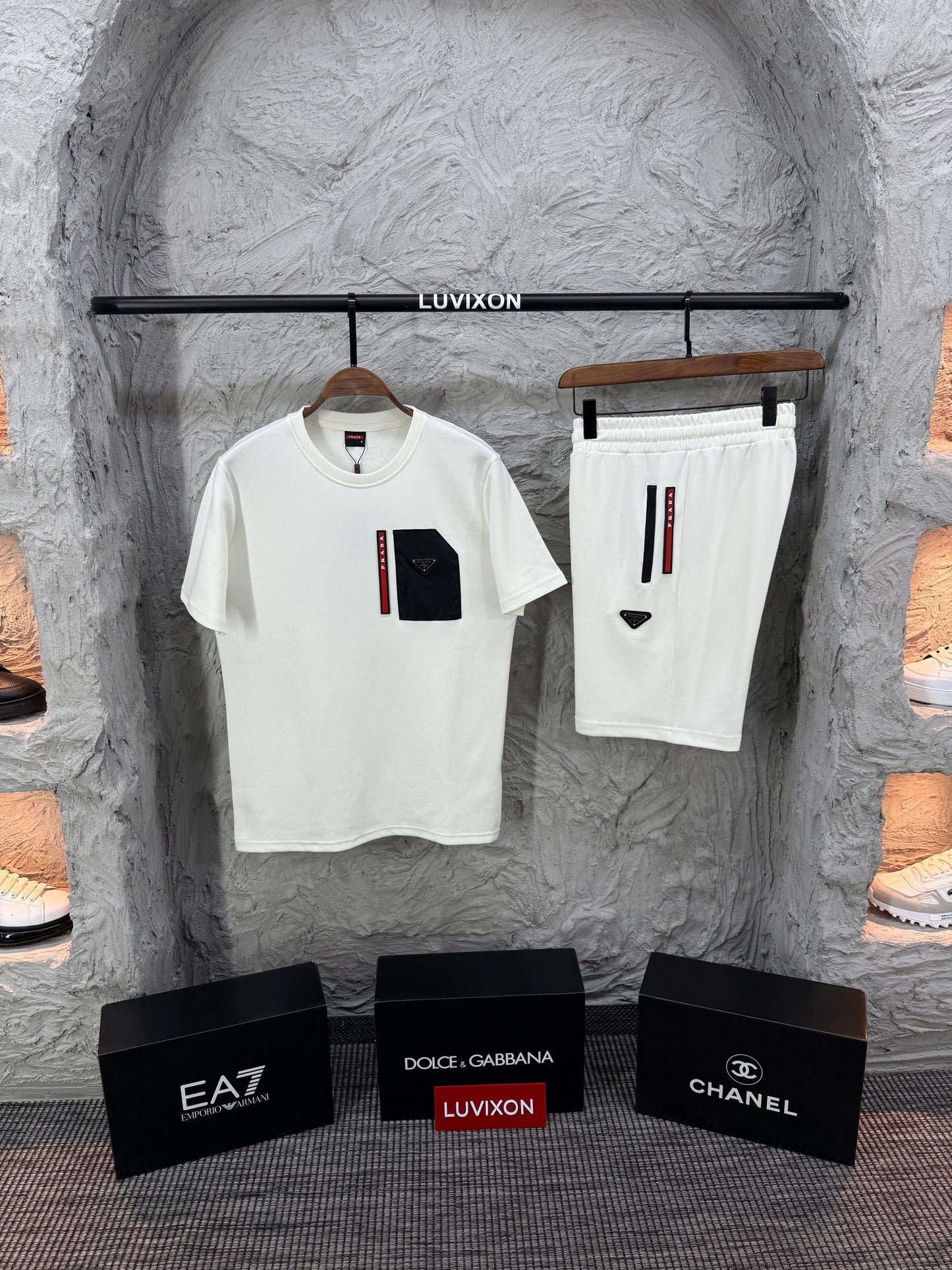 Prada Beyaz Şort Takımı