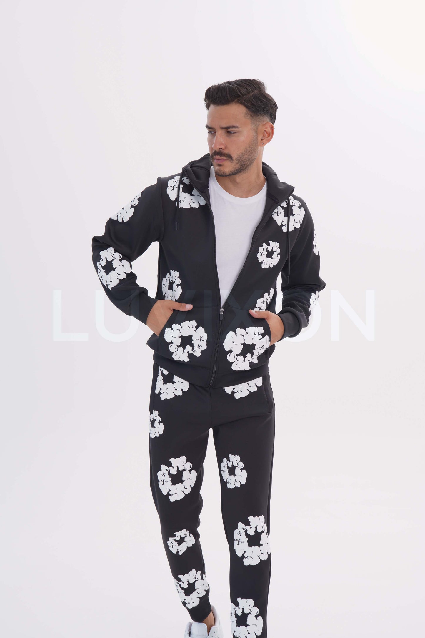 Denim Desenli Eşofman Takımı