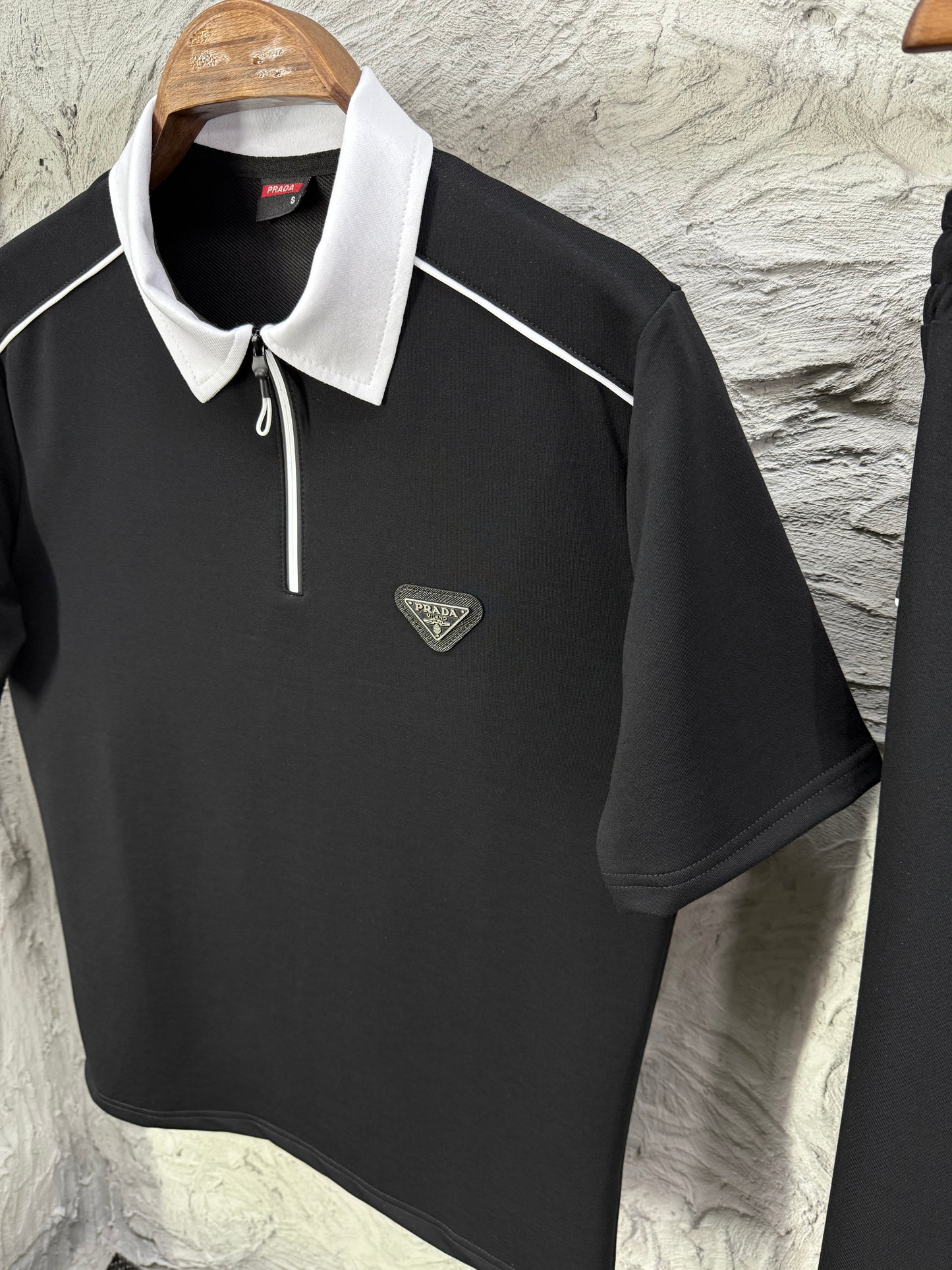 Prada Siyah Polo Yaka T-shirt Takımı