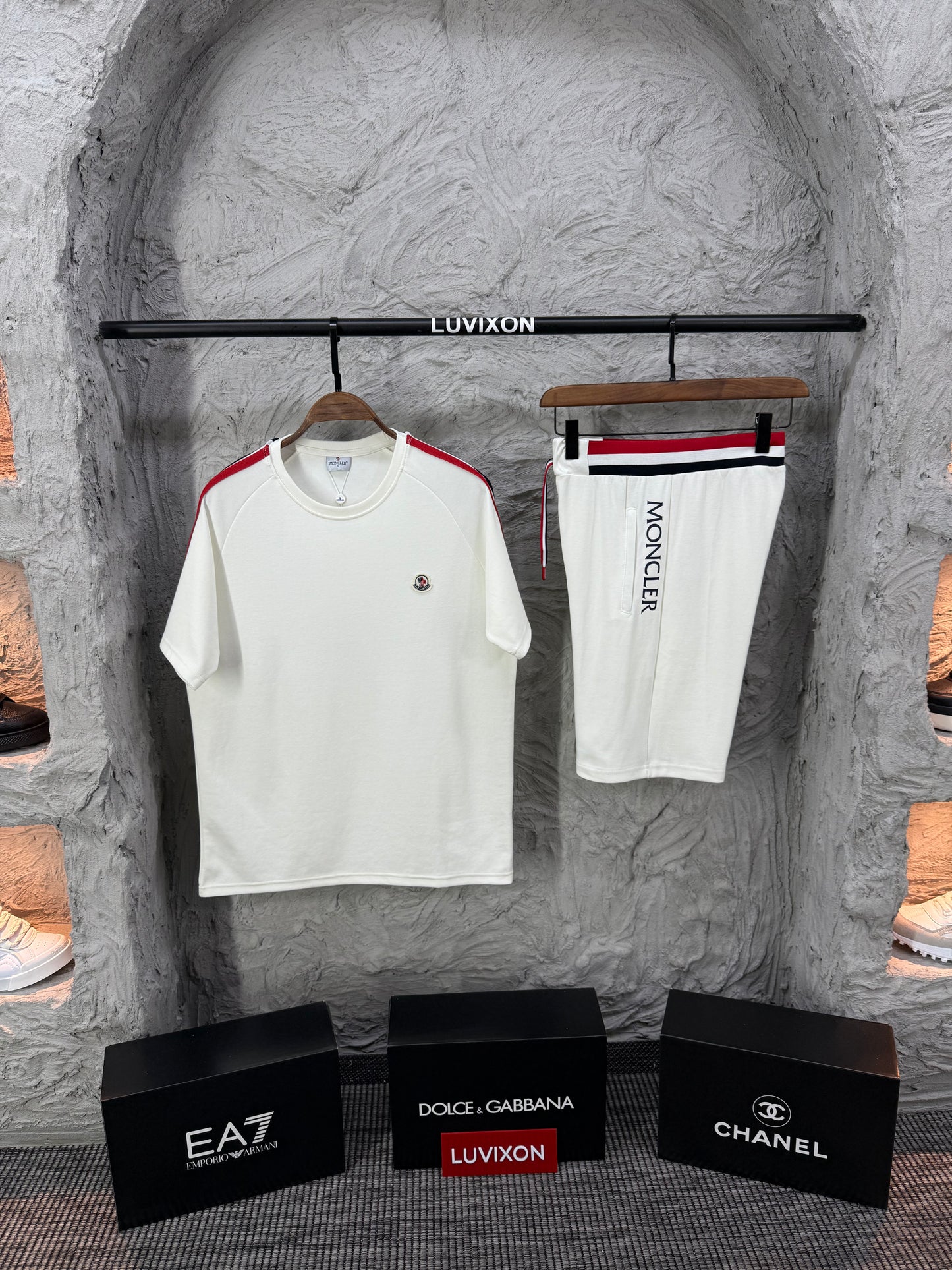 Moncler Beyaz Şort Takımı
