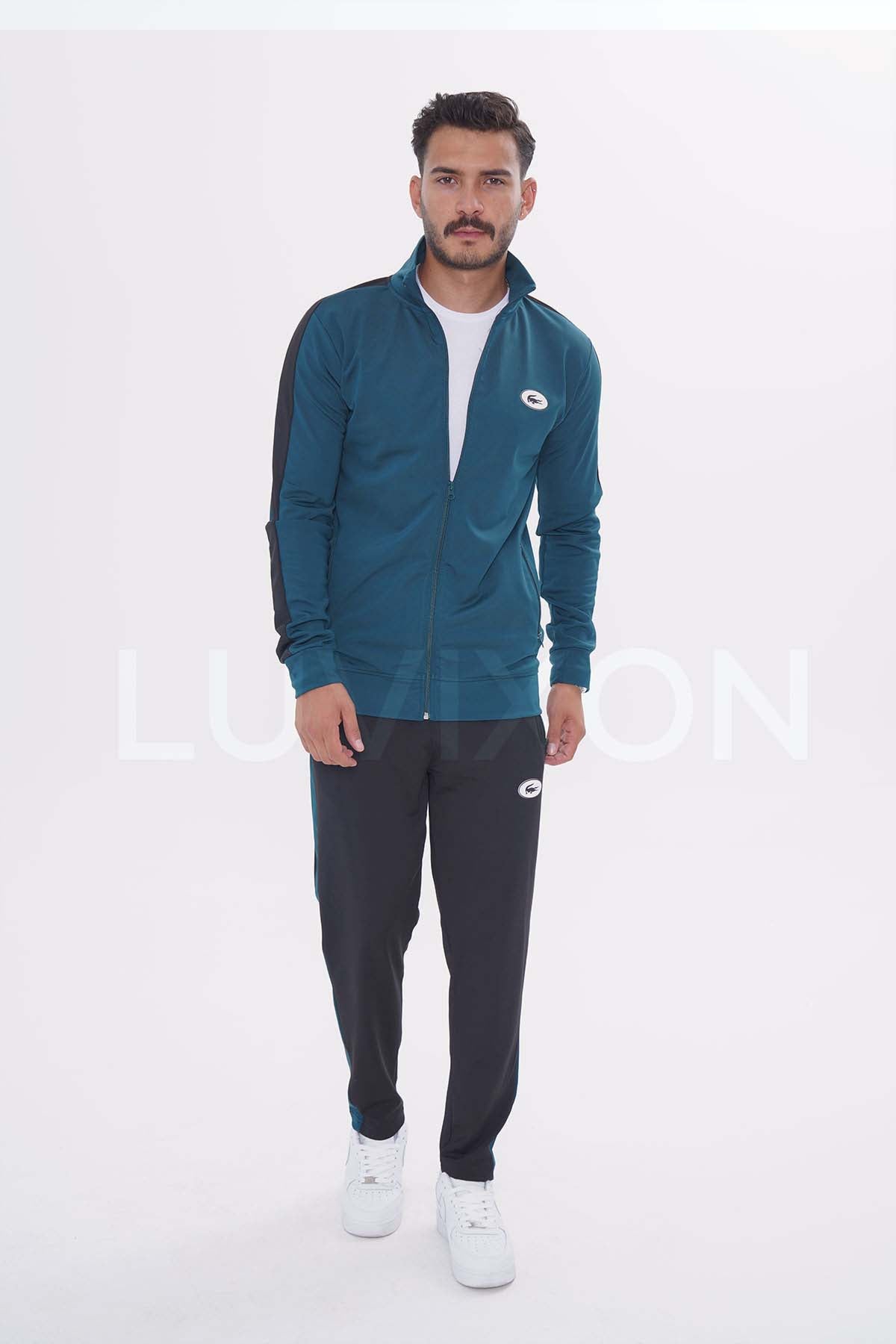 Lacoste Yeşil Siyah Şeritli Eşofman Takımı