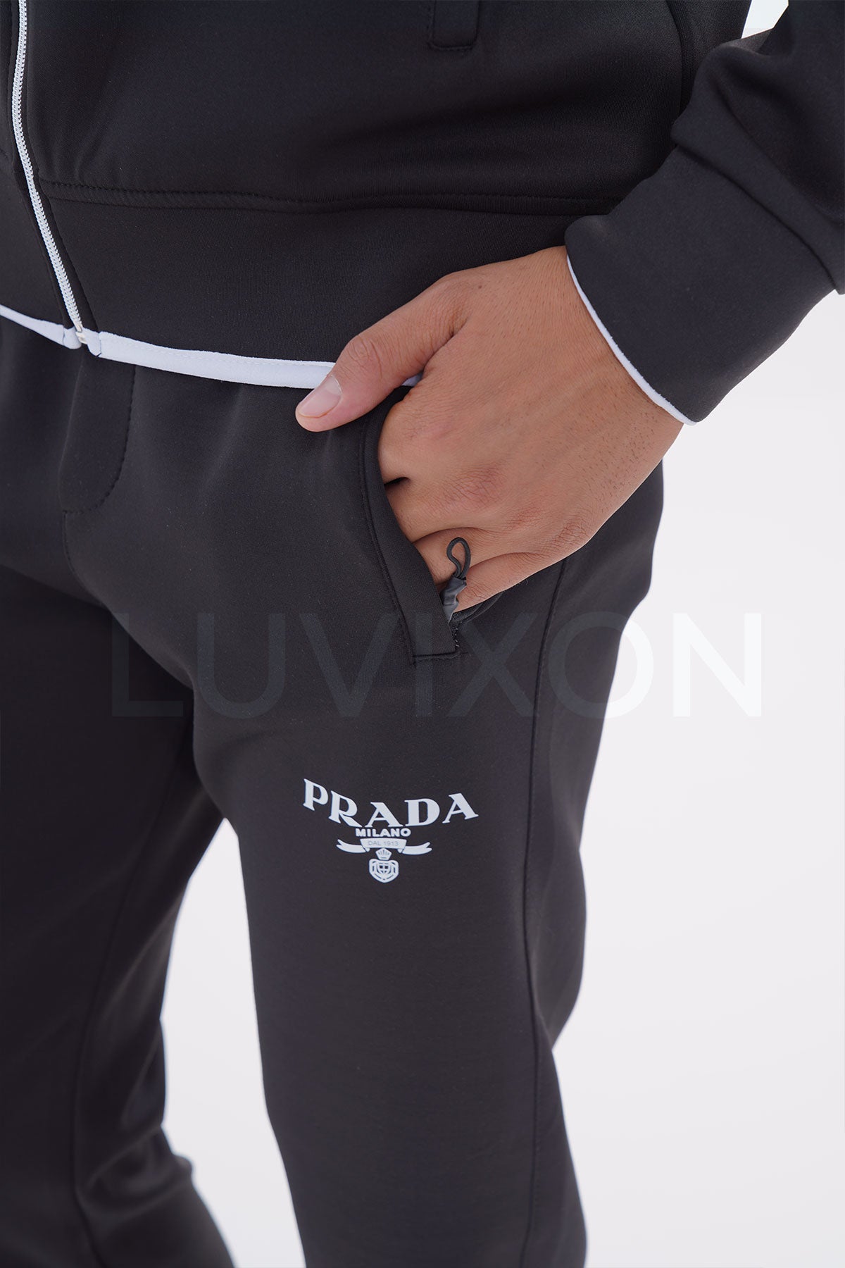 Prada Siyah Kol Cepli Eşofman Takımı