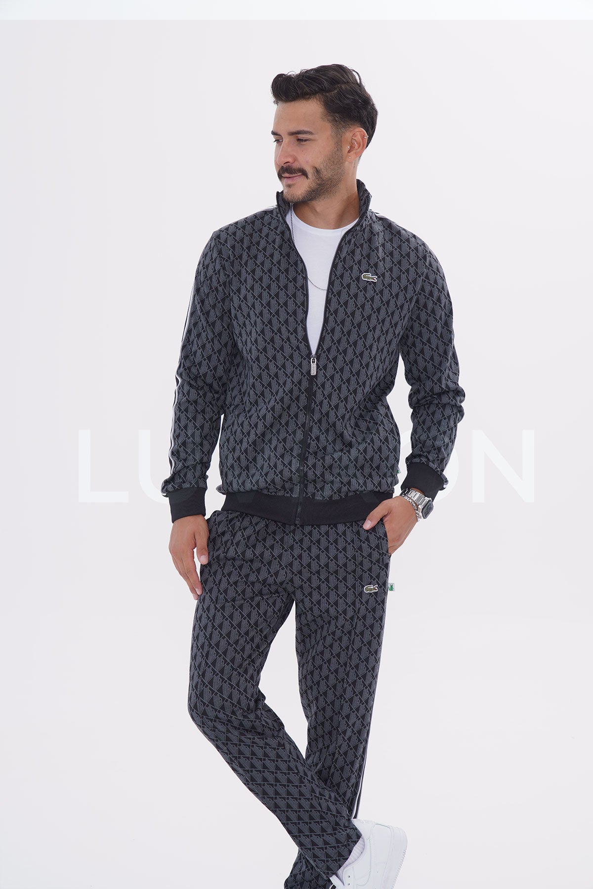 Lacoste Monogram Siyah Eşofman Takımı