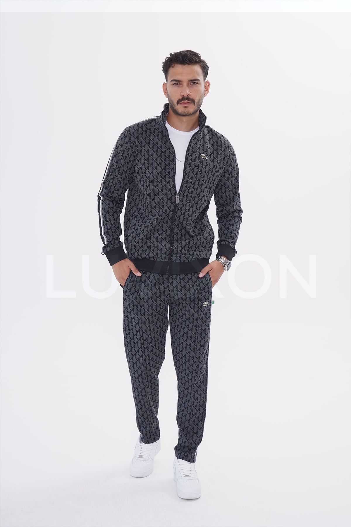 Lacoste Monogram Siyah Eşofman Takımı