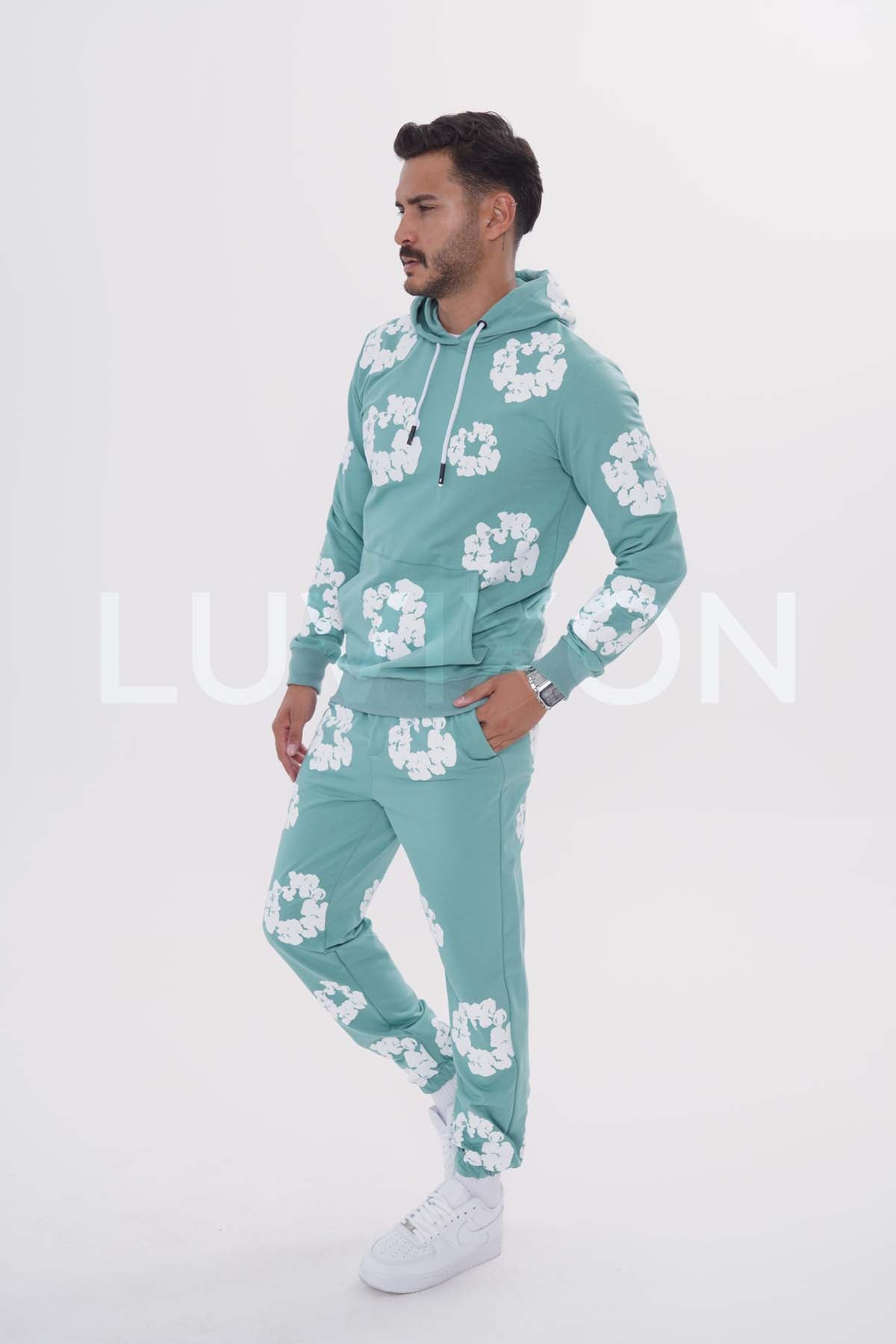 Denim Mint Desenli Eşofman Takımı