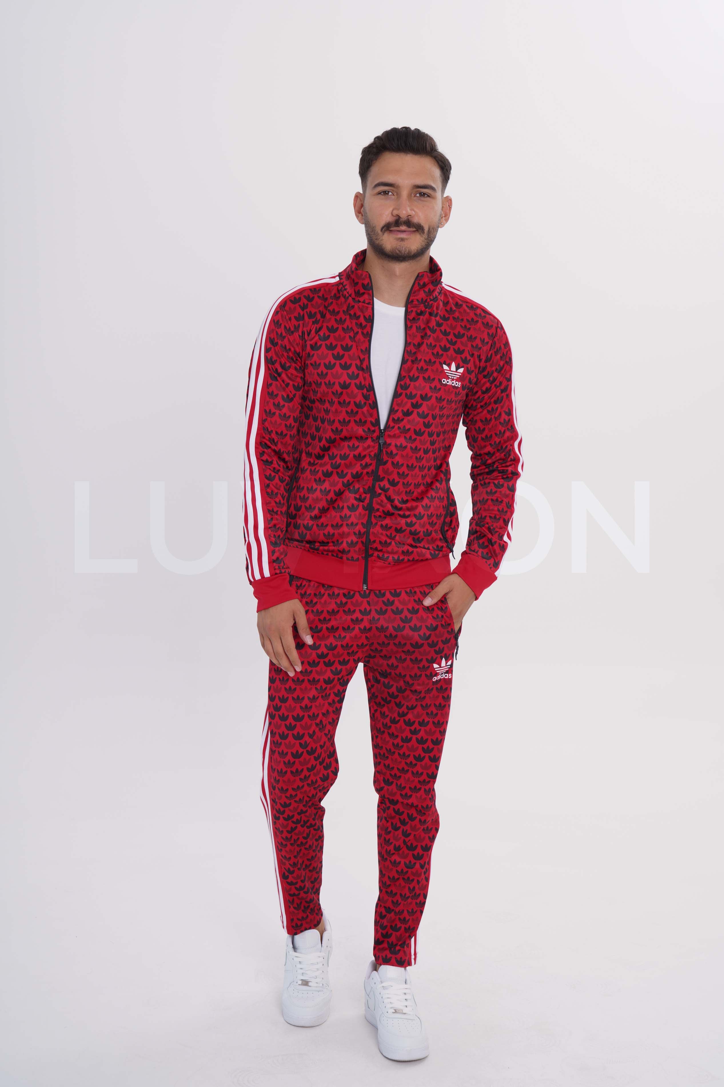 Adidas Kırmızı Logo Desenli Eşofman Takımı