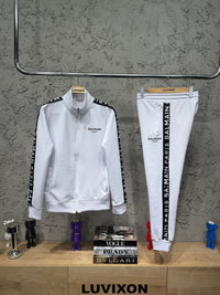 Balmain Paris Beyaz Şeritli Eşofman Takımı