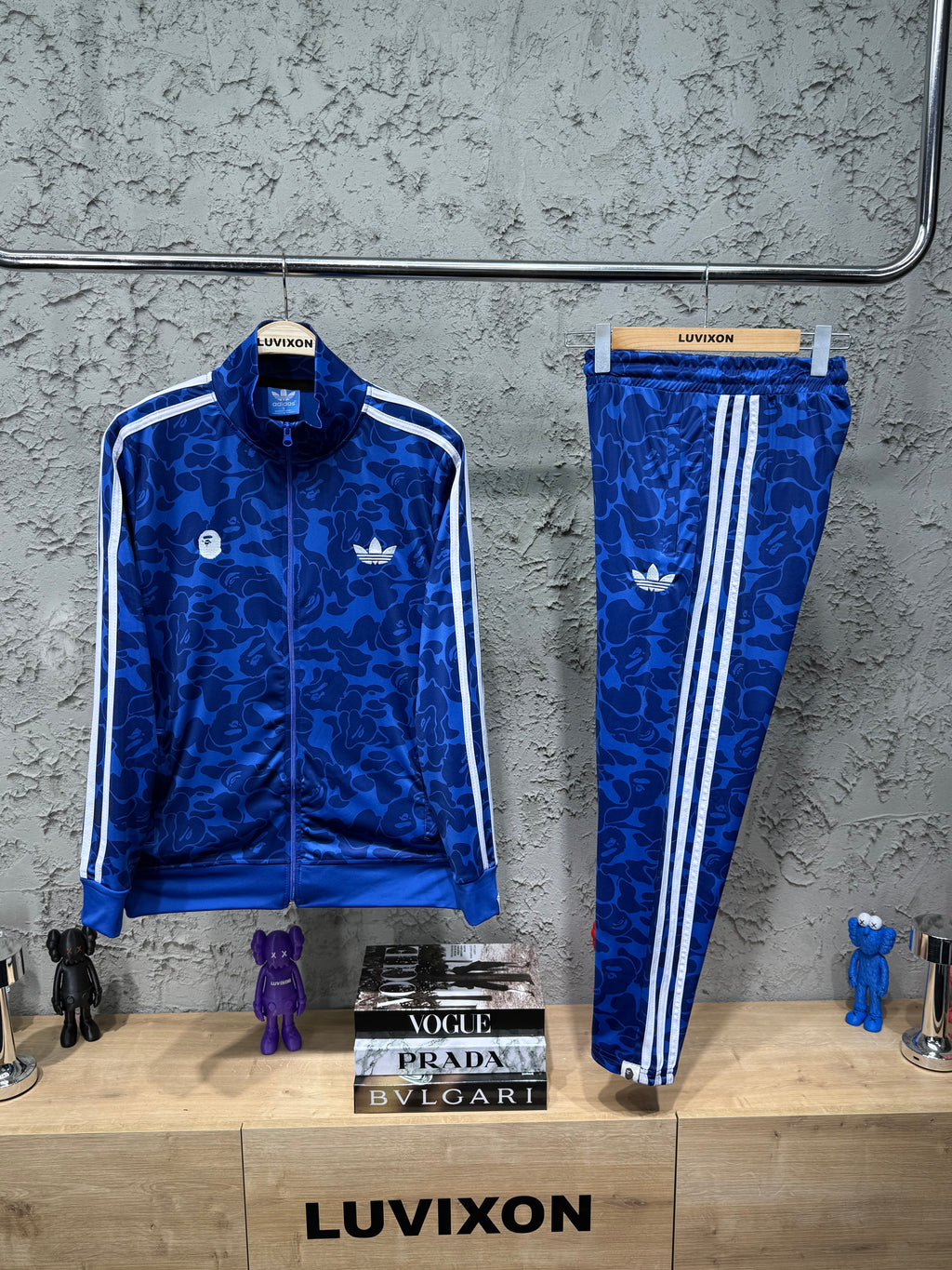 Adidas x Bape Kamuflaj Desenli Mavi Eşofman Takımı