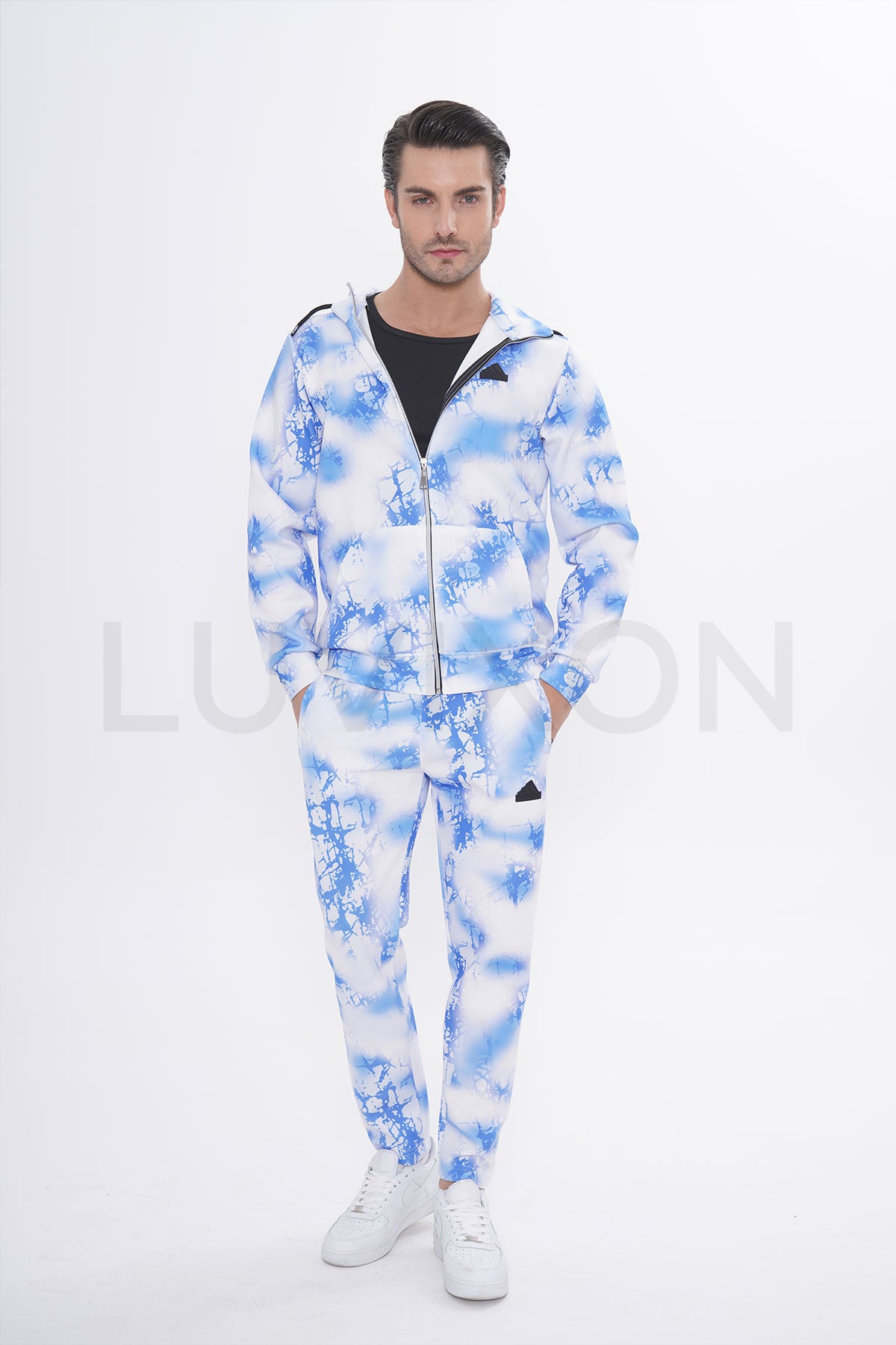 Adidas Fi Aop Fz Q3 Erkek Beyaz&Mavi Eşofman Takımı