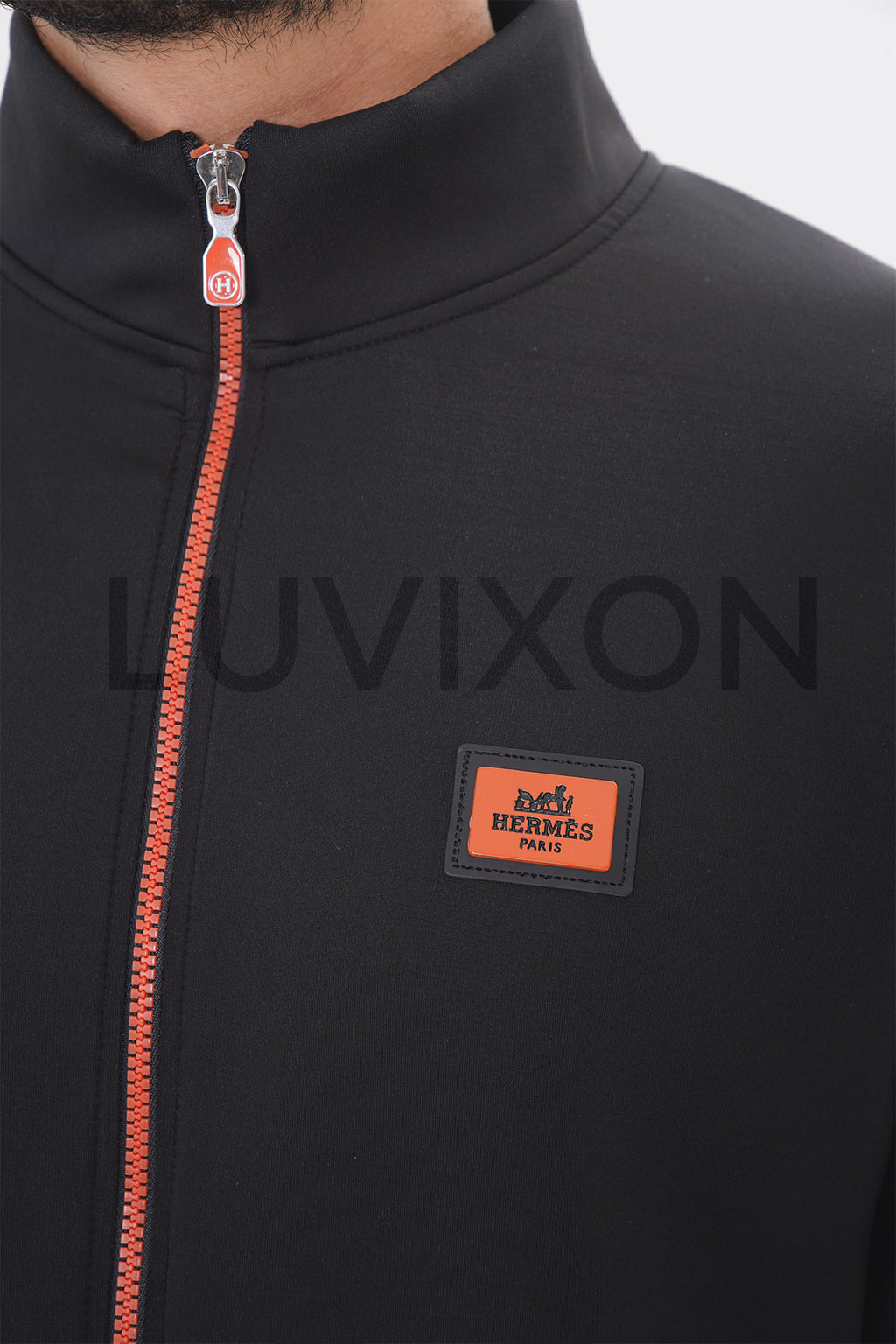 Hermes Fermuar Detaylı Siyah Eşofman Takımı