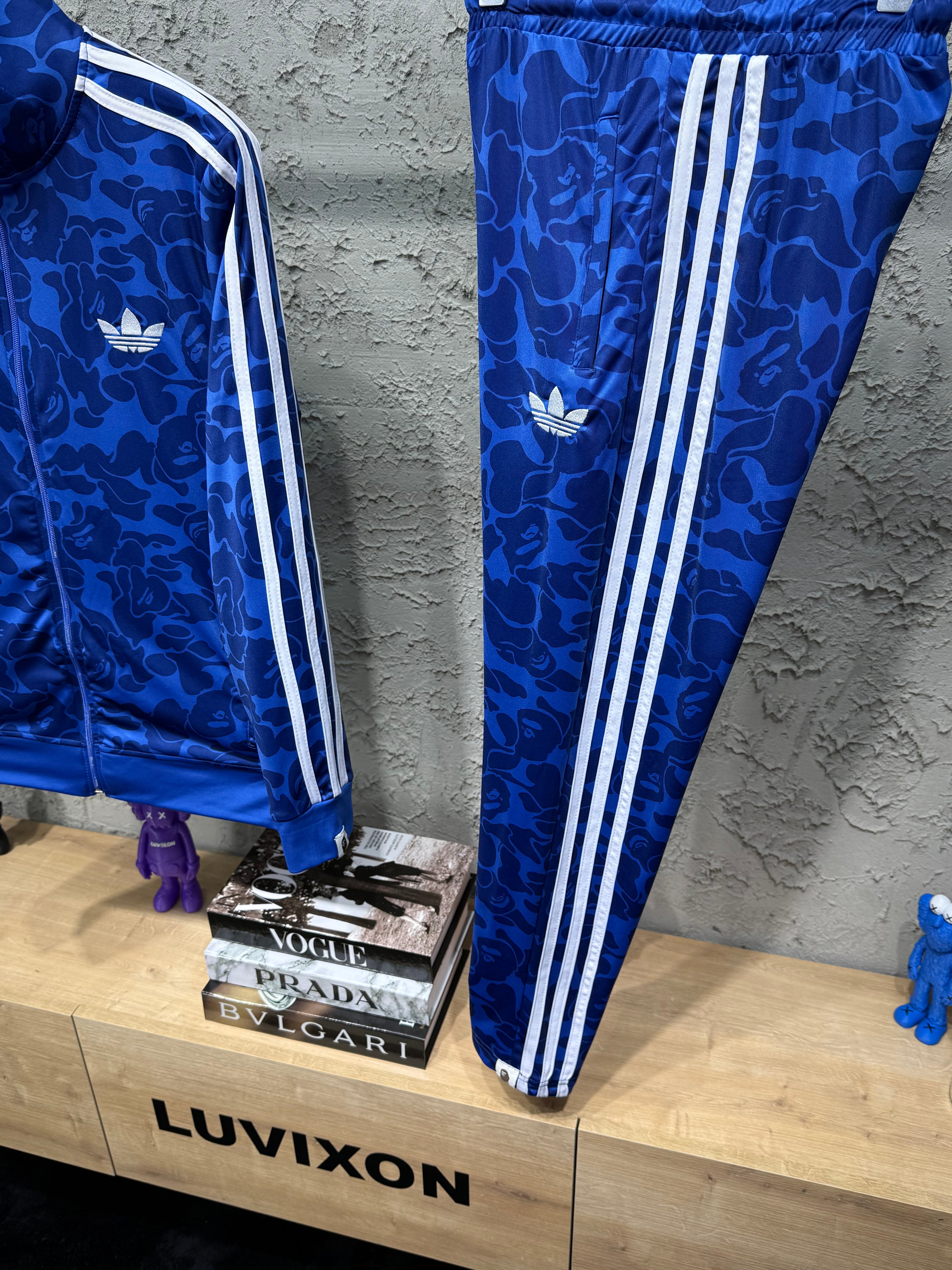 Adidas x Bape Kamuflaj Desenli Mavi Eşofman Takımı