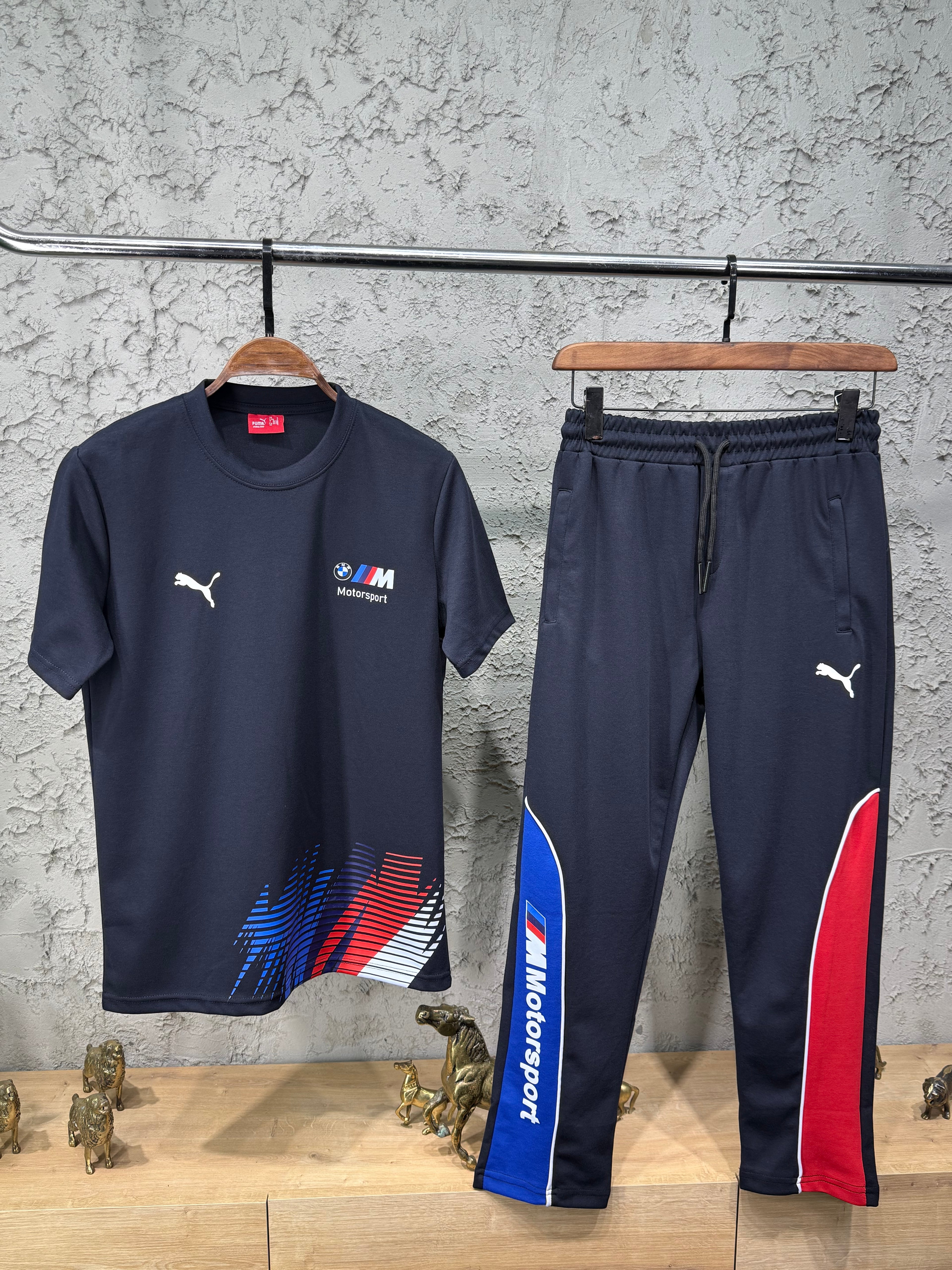 Puma Bmw Motorsport Lacivert Renk Bloklu T-Shirt & Eşofman Takımı