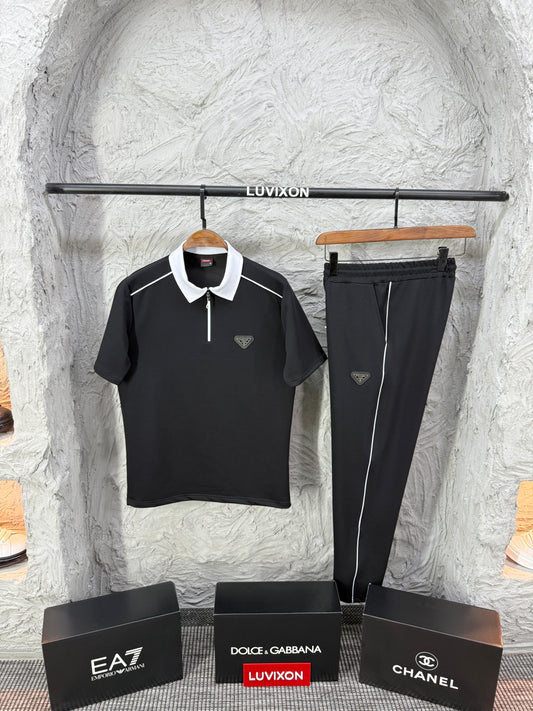 Prada Siyah Polo Yaka T-shirt Takımı