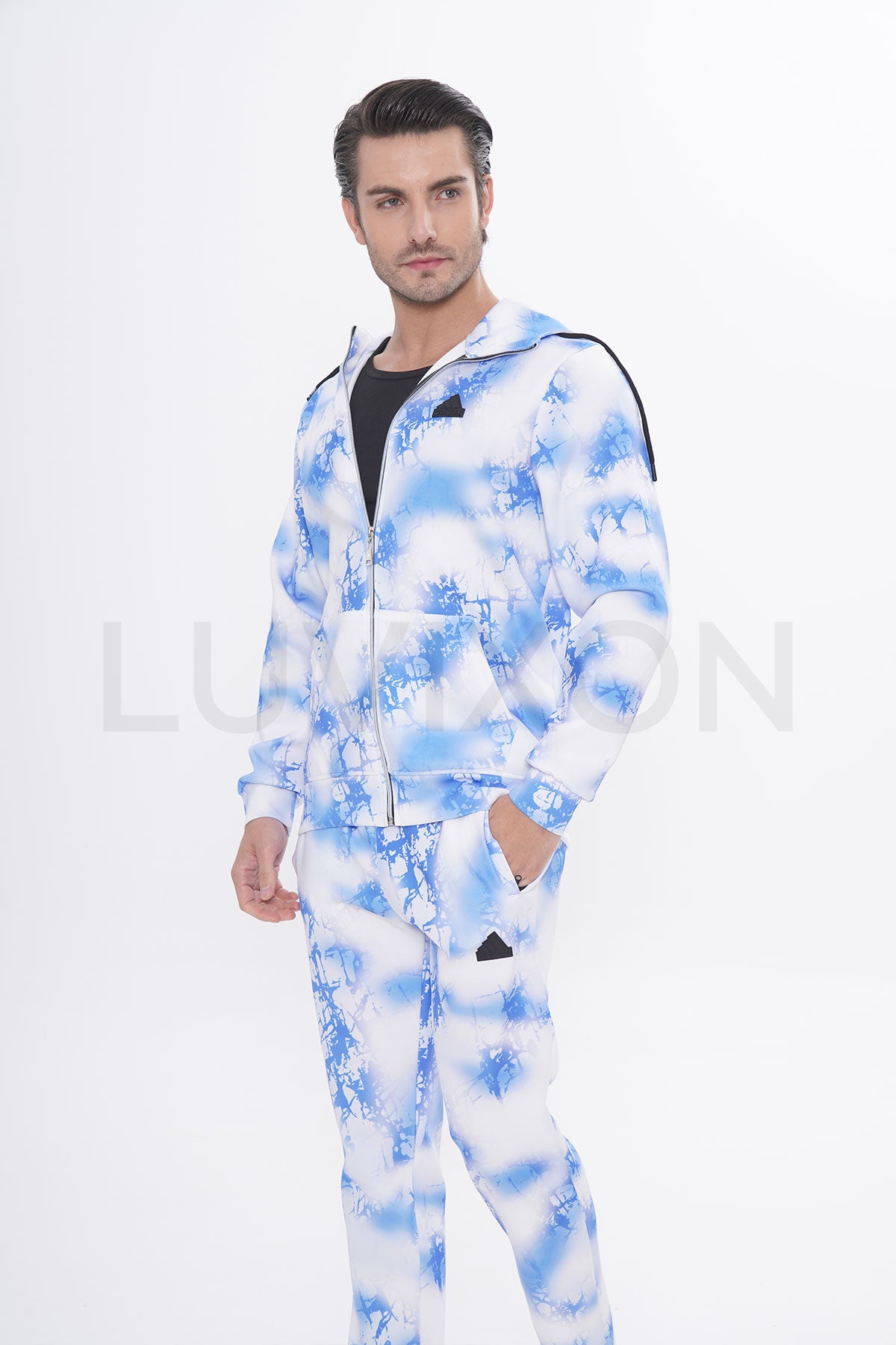 Adidas Fi Aop Fz Q3 Erkek Beyaz&Mavi Eşofman Takımı