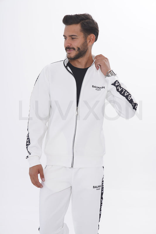 Balmain Paris Beyaz Şeritli Eşofman Takımı