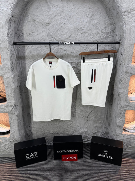 Prada Beyaz Özel Tasarım Şort Takımı