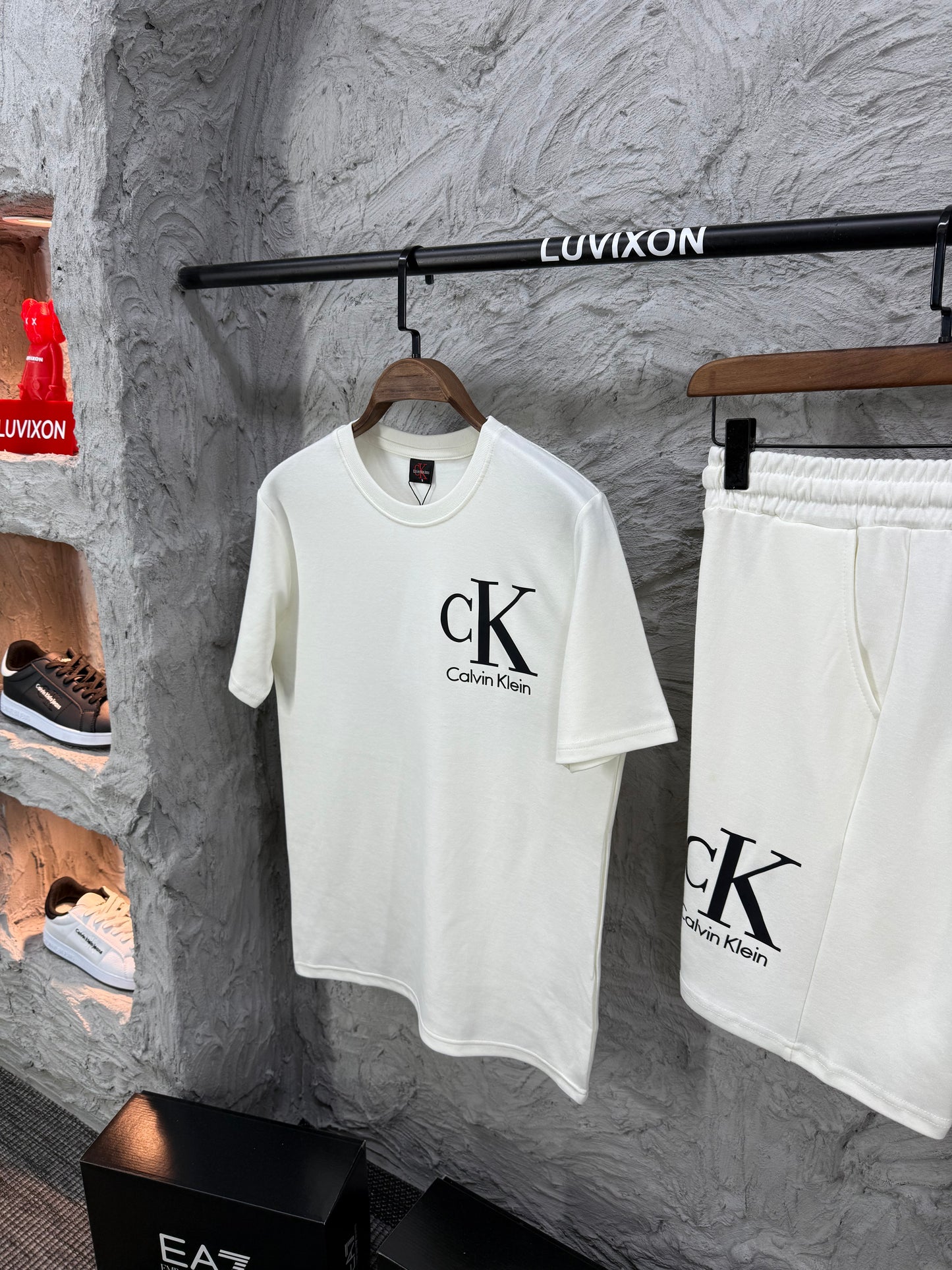Calvin Klein Logo Beyaz Şort Takımı