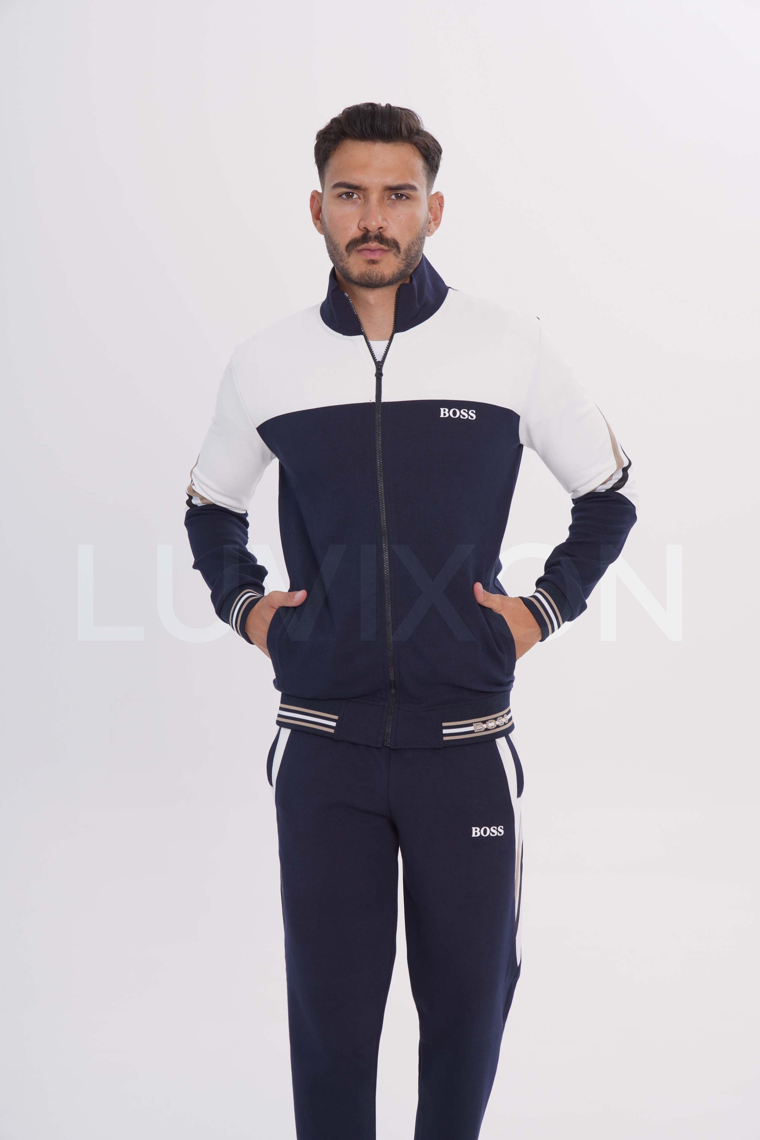 Boss Lacivert-Beyaz Şerit Detaylı Eşofman Takımı