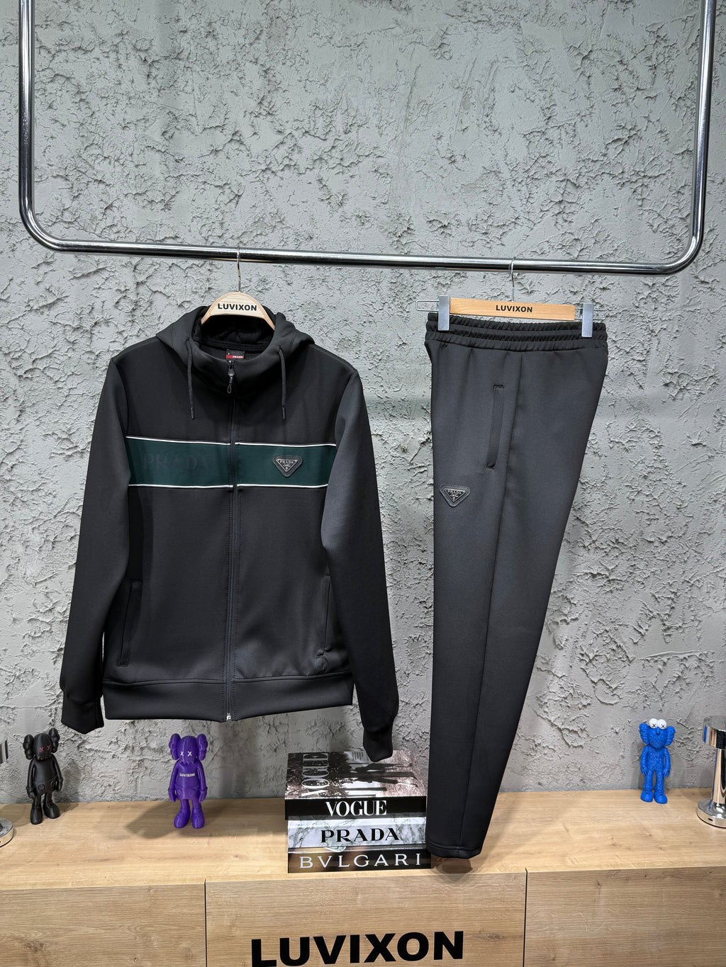 Prada Göğüs Detaylı Yeşil&Siyah Eşofman Takımı