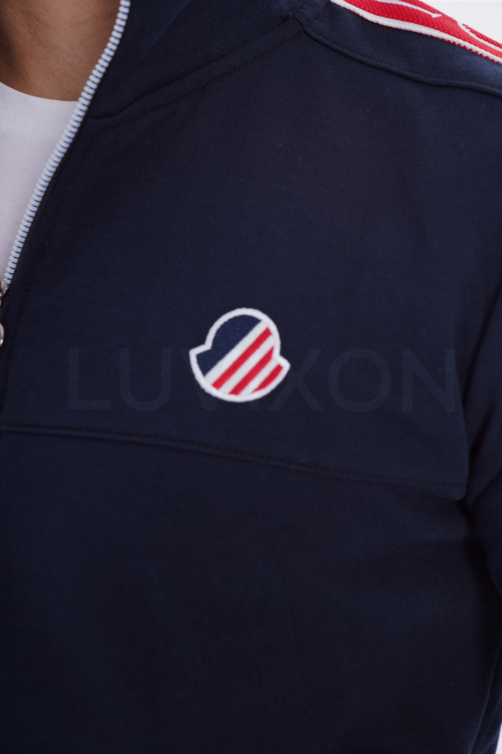 Moncler Lacivert Kırmızı Şerit Detaylı Eşofman Takımı