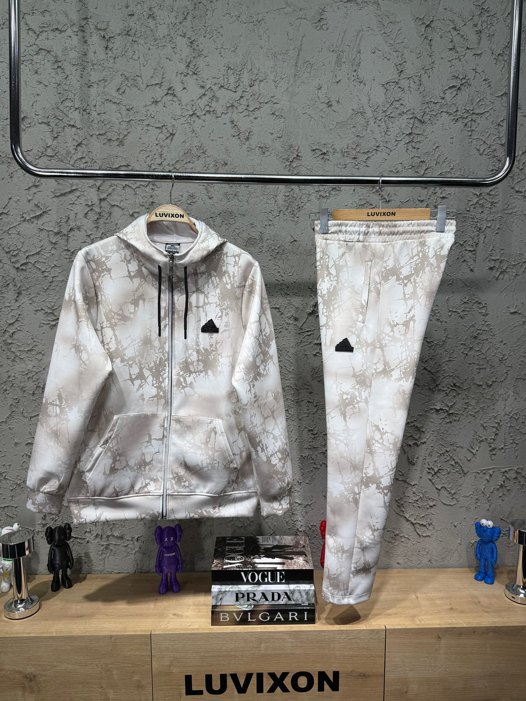 Adidas Fi Aop Fz Q3 Erkek Beyaz&Kahve Eşofman Takımı