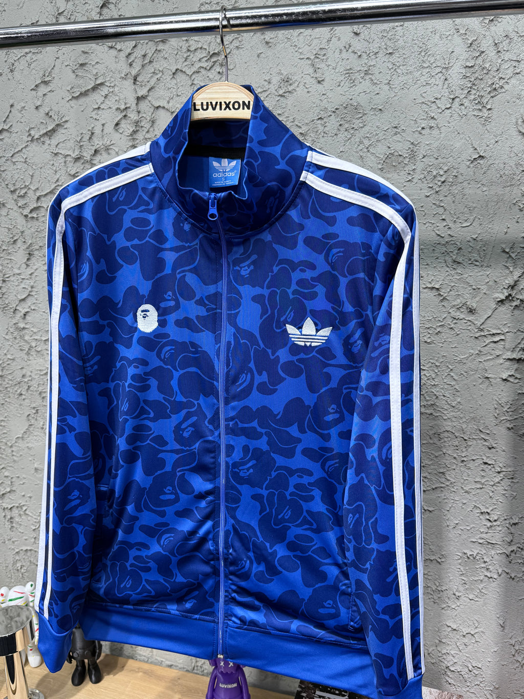 Adidas x Bape Kamuflaj Desenli Mavi Eşofman Takımı
