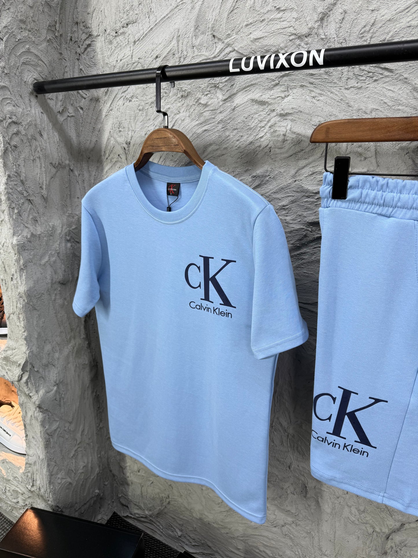 Calvin Klein Logo Açık Mavi Şort Takımı