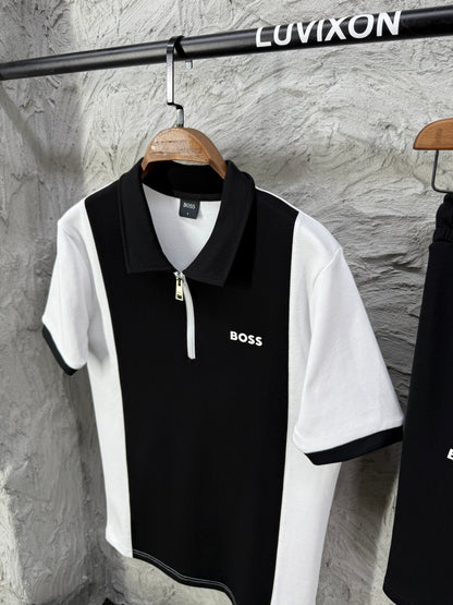 Boss Polo Yaka Siyah Şortlu Takım