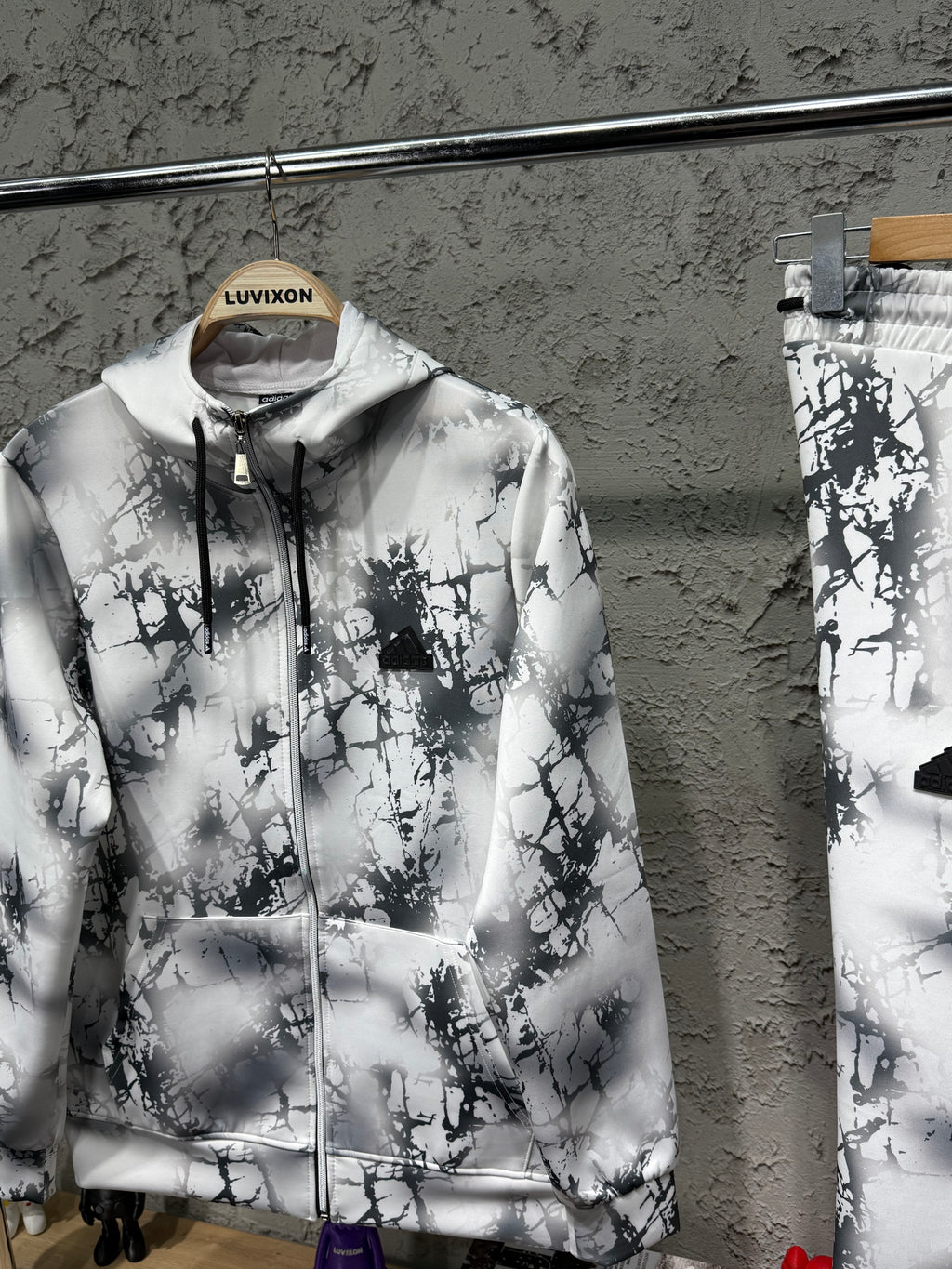 Adidas Fi Aop Fz Q3 Erkek Beyaz&Siyah Eşofman Takımı