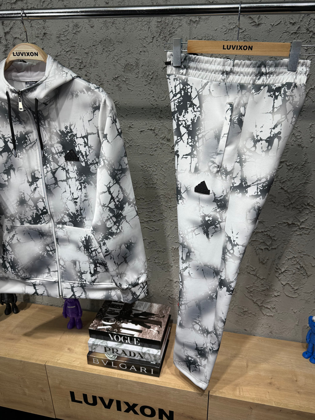 Adidas Fi Aop Fz Q3 Erkek Beyaz&Siyah Eşofman Takımı