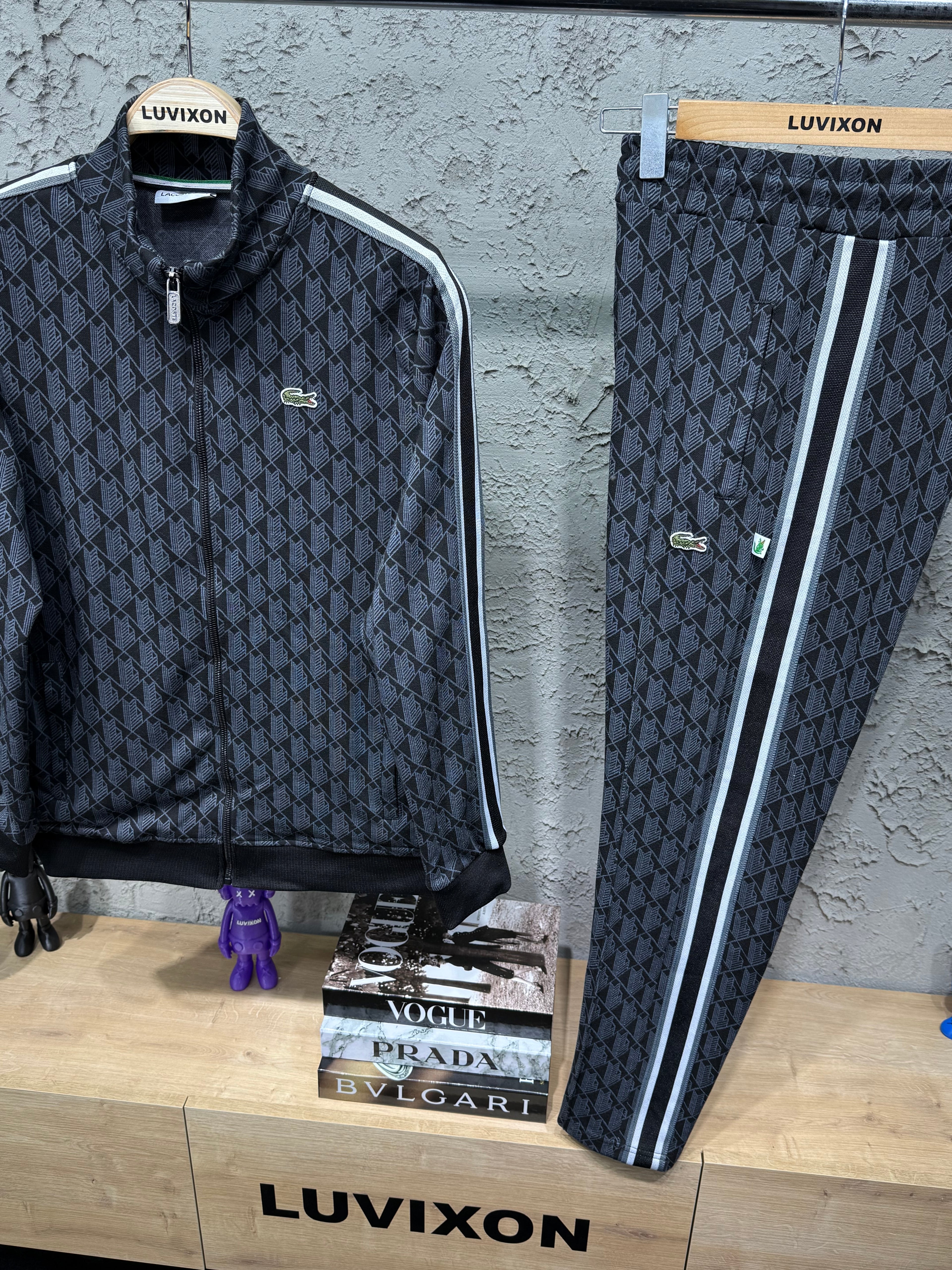 Lacoste Monogram Siyah Eşofman Takımı