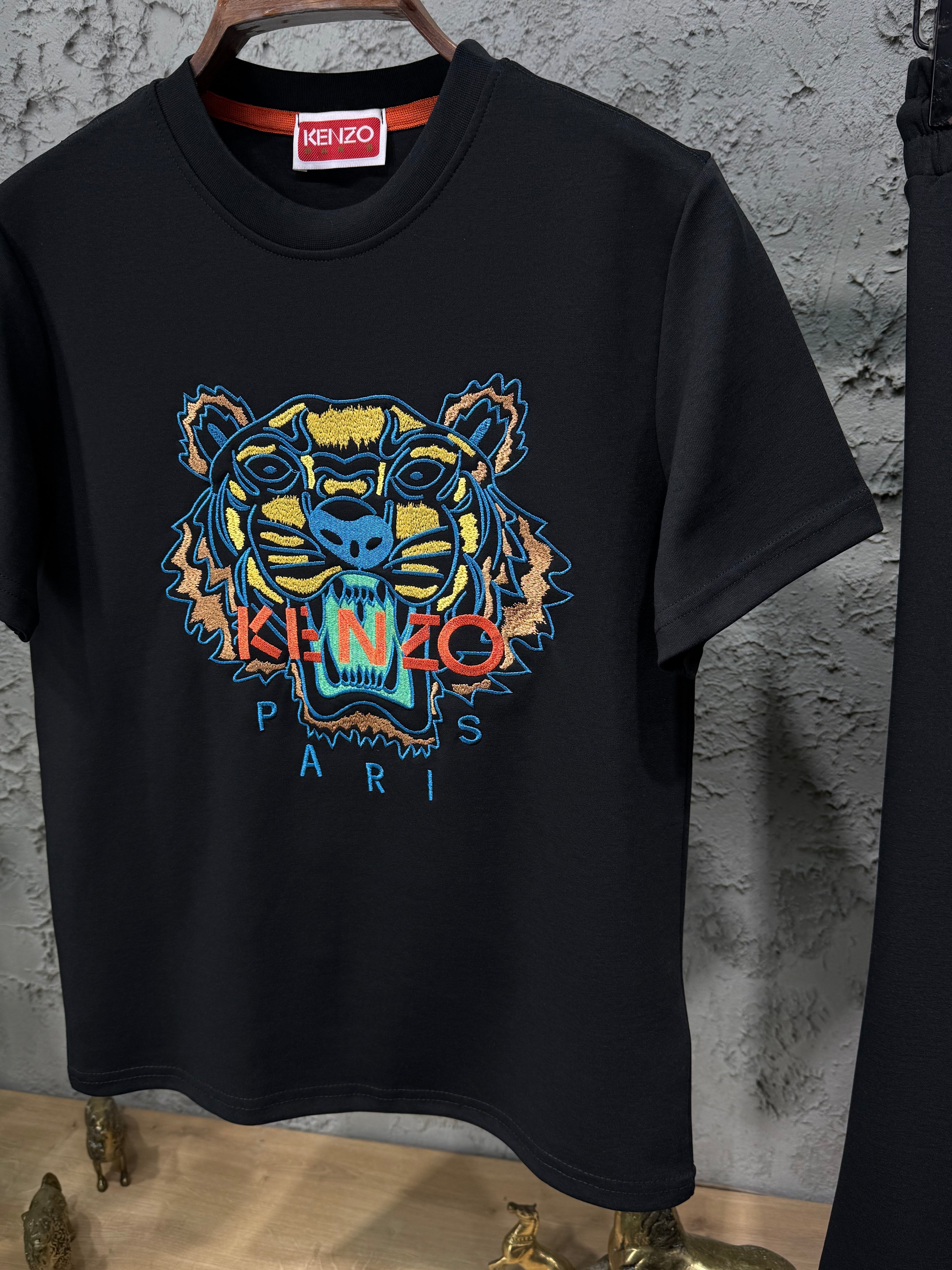 Kenzo Erkek Siyah Kaplan Baskılı Eşofman Takımı