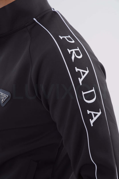 Prada Şerit Detaylı Siyah Eşofman Takımı