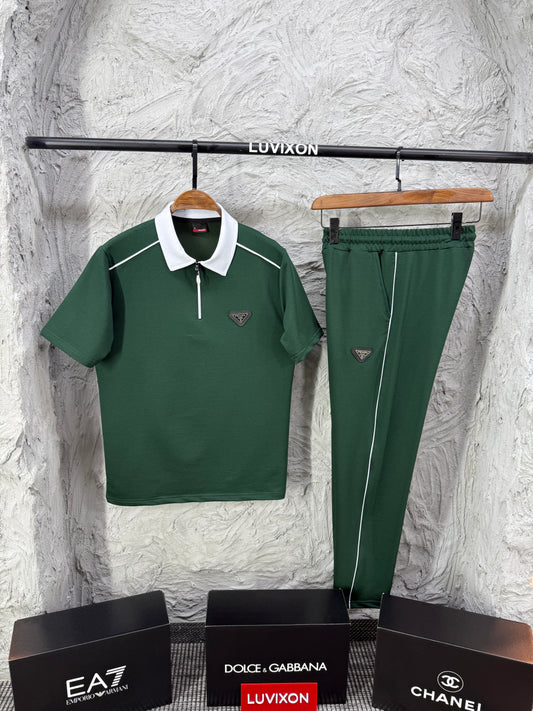 Prada Yeşil Polo Yaka T-shirt Takımı