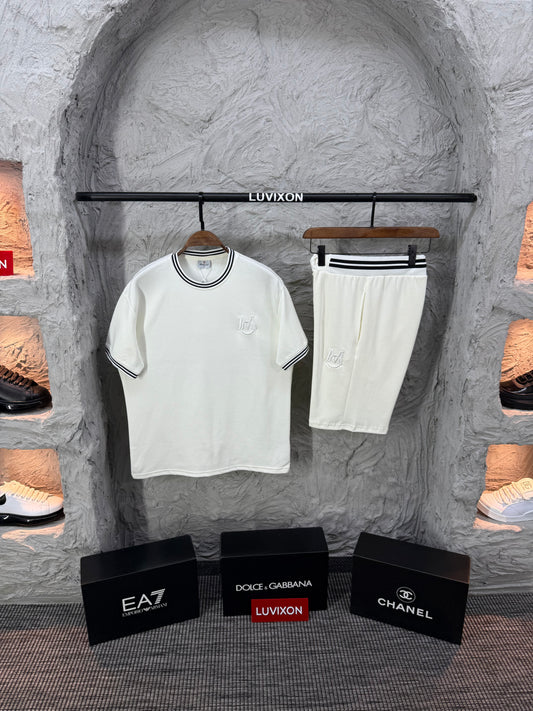 Moncler Beyaz Nakış Şort Takımı