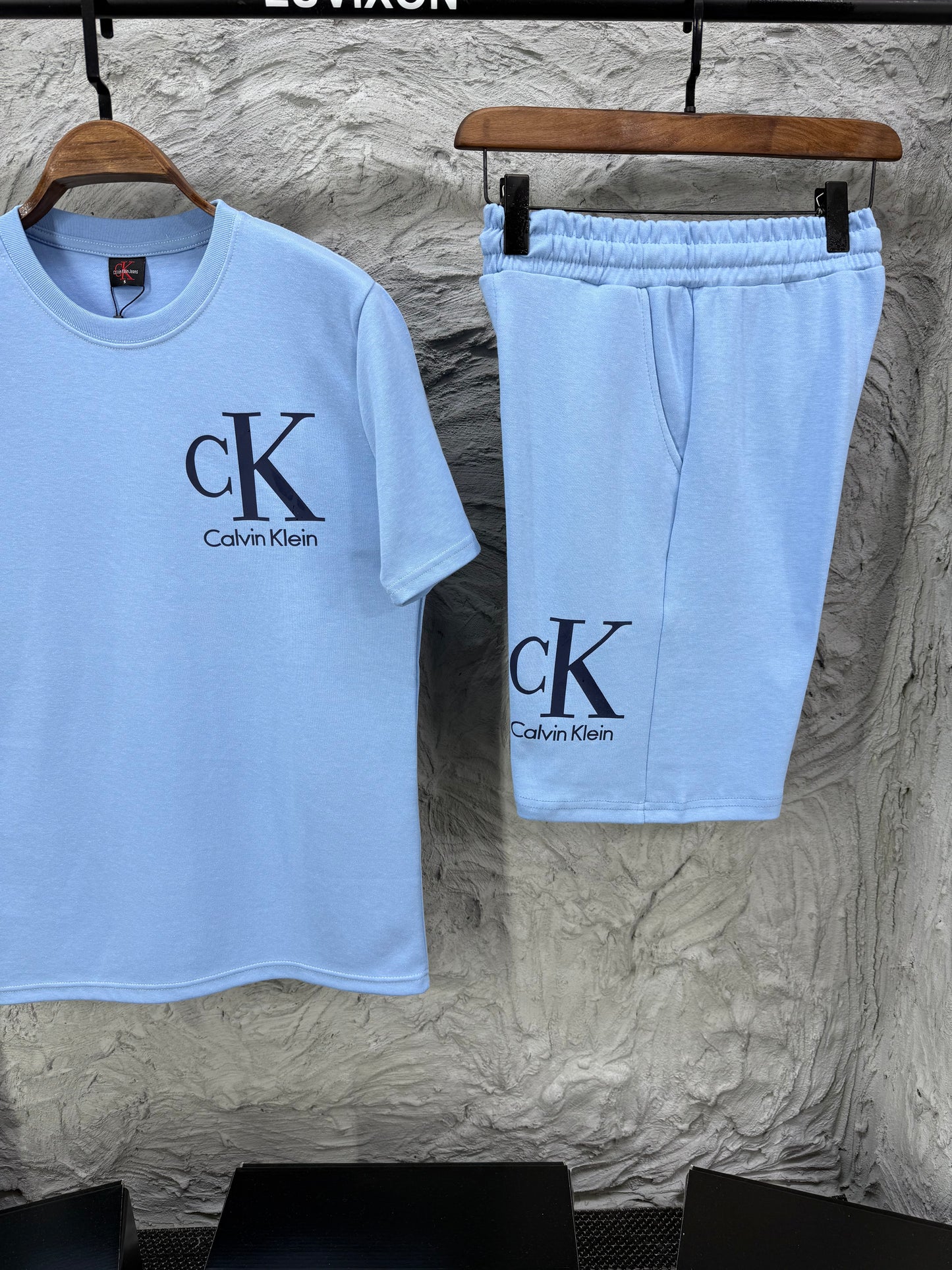Calvin Klein Logo Açık Mavi Şort Takımı