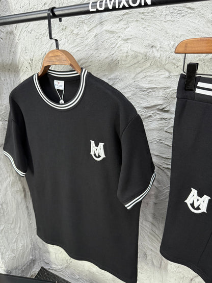 Moncler Siyah Nakış Şort Takımı
