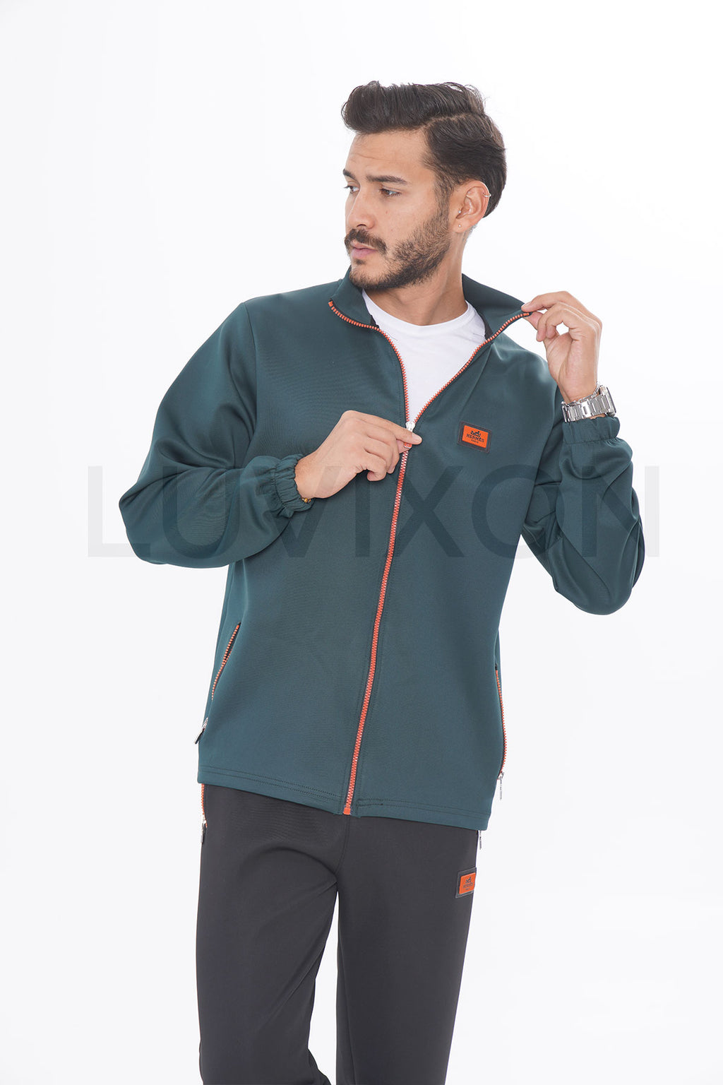 Hermes Fermuar Detaylı Haki Eşofman Takımı